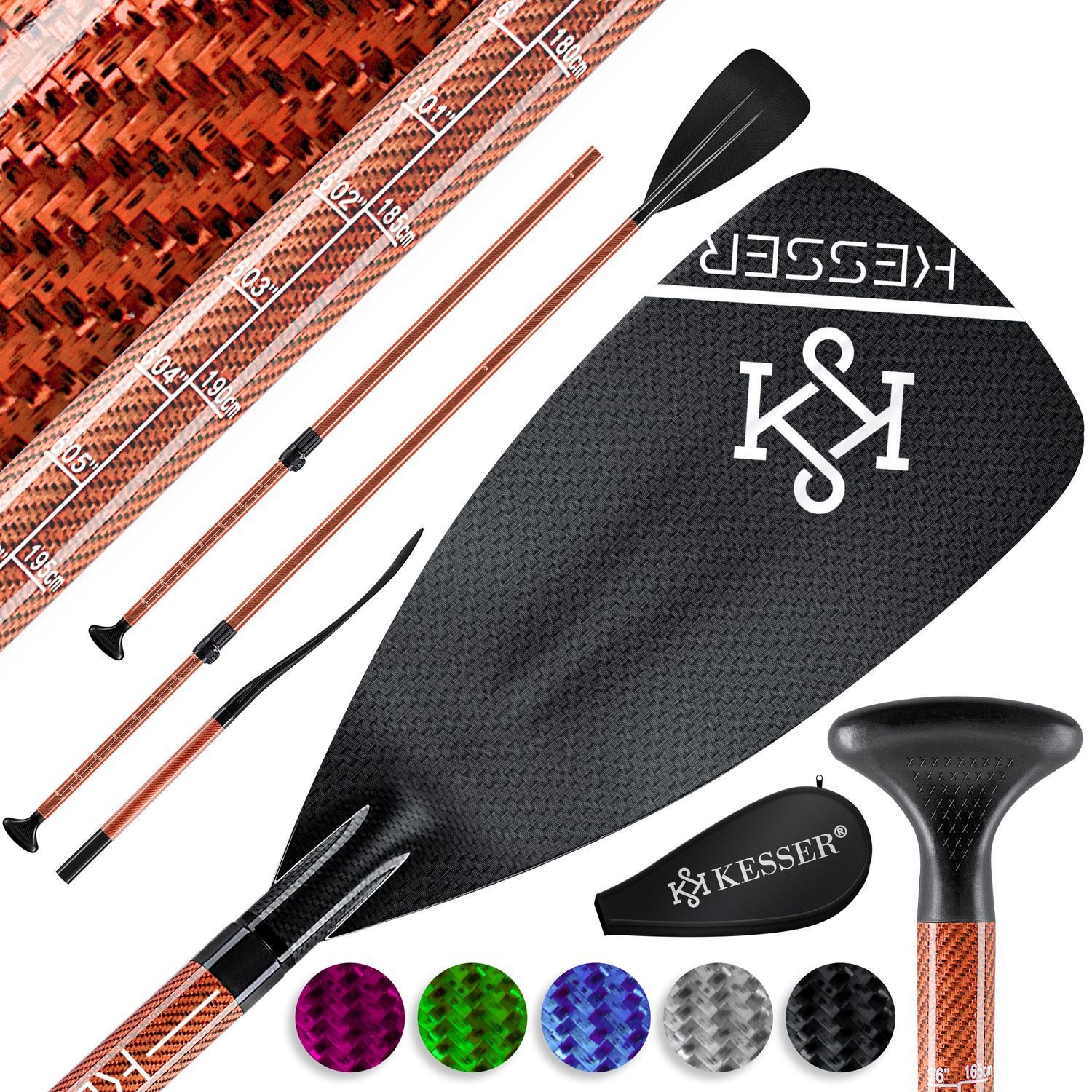 KESSER Sup весло, Весла Carbon Professional Speed 3-teilig für SUP Kayak
