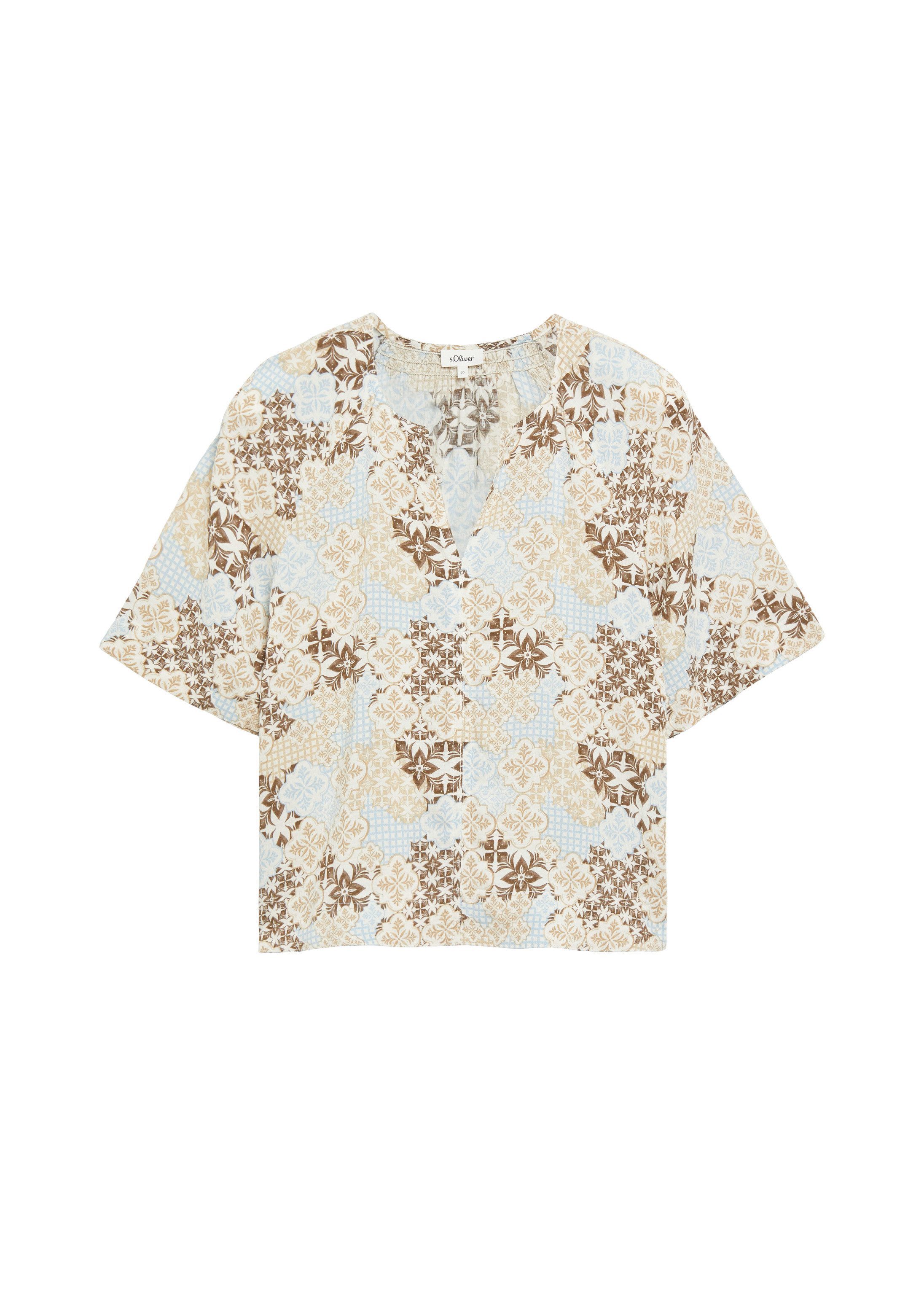 s.Oliver Kurzarmbluse Bluse Gecrêpte Bluse aus Viskosemix