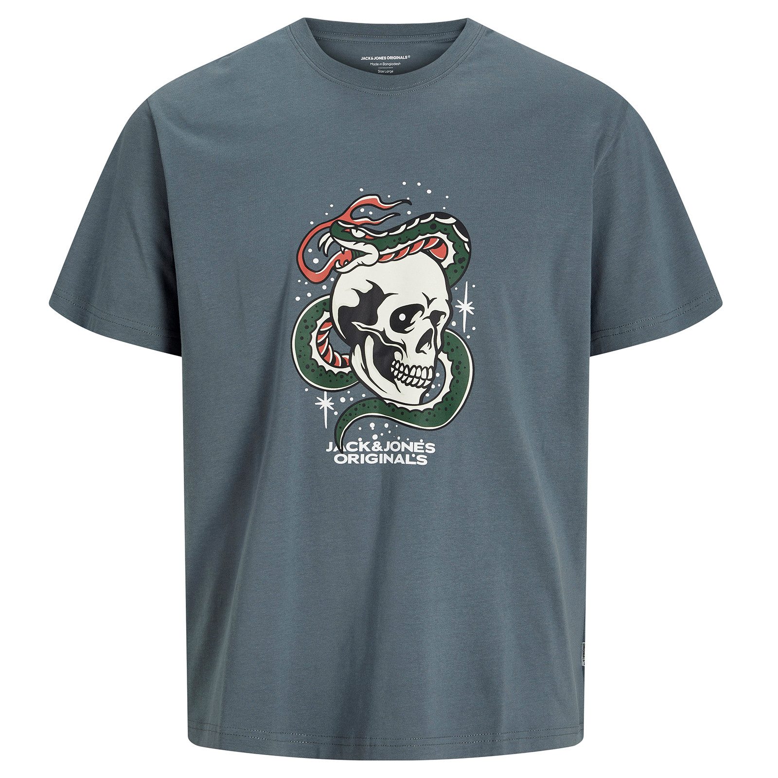 Rundhalsshirt Jack&Jones T-Shirt XXL JORANATOMY SKULL blaugrau