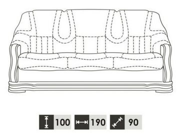 JVmoebel Sofa Wohnzimmer Leder Massiv Holz Möbel Garnitur Sofa Couch, Made in Europe