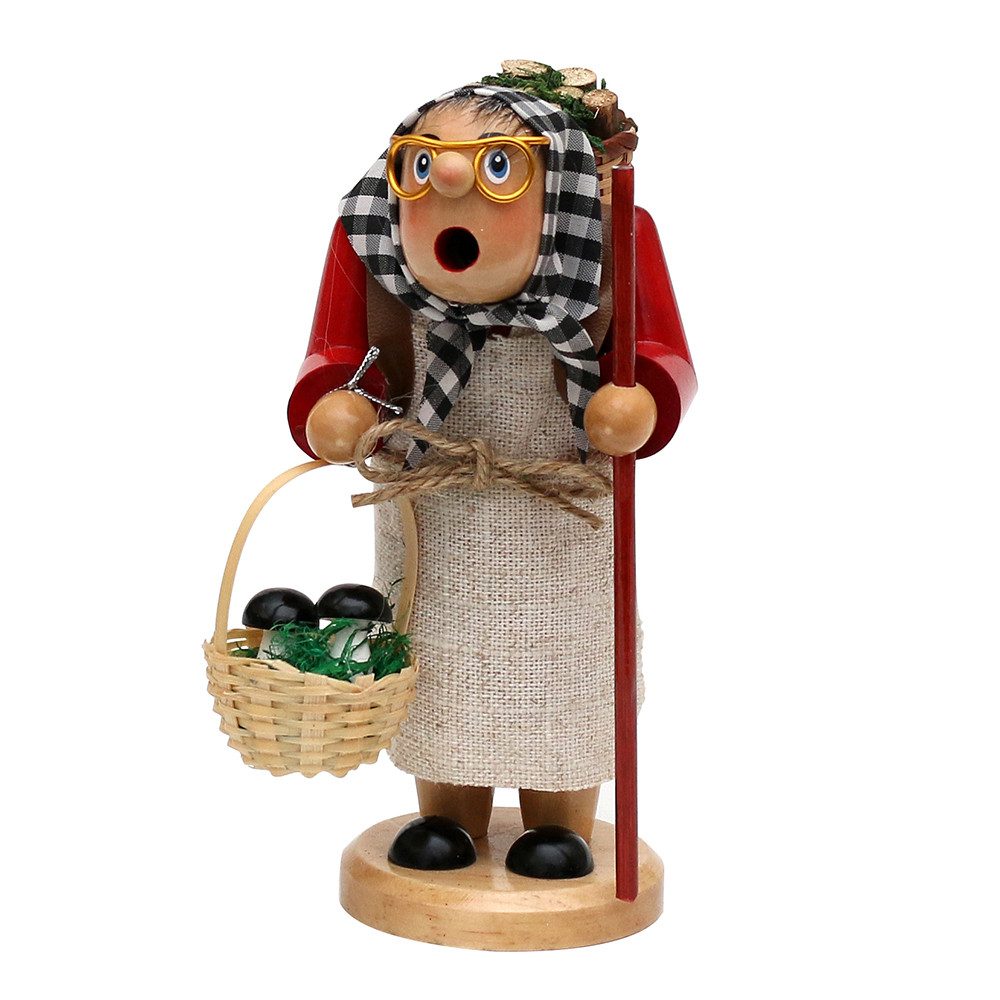 Dekohelden24 Räuchermännchen Räucher Hexe, Moosmann oder Waldfrau - Größe ca. 20 cm, Handbemalte Details, hochwertiges Holz