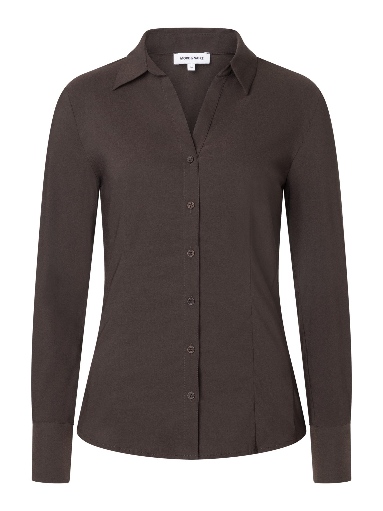 MORE&MORE Langarmbluse taillierte Stretch-Businessbluse
