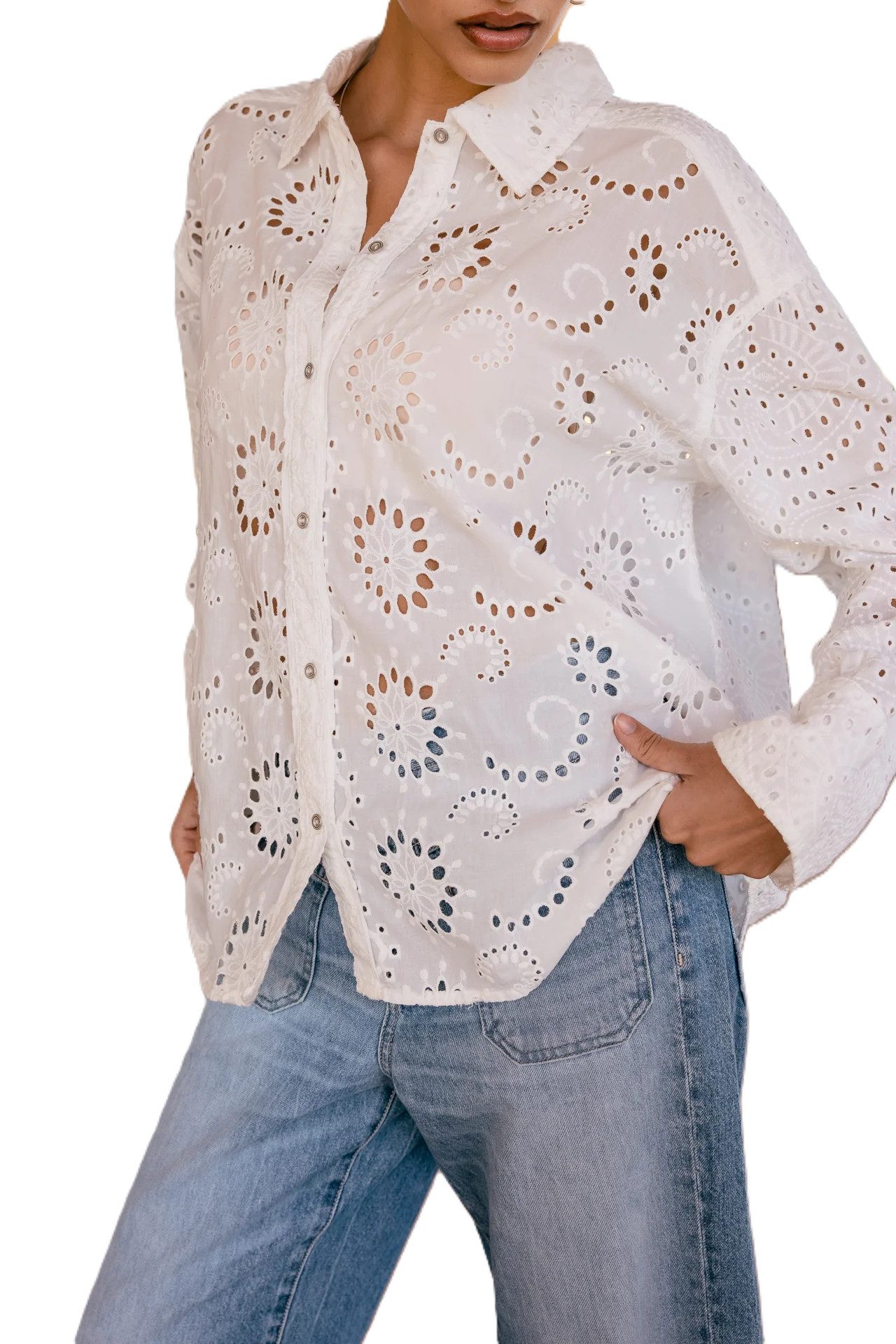 Freeman T. Porter Spitzenbluse Chola Embroidery Bluse - Bluse Damen - Hemdbluse - Damenbluse