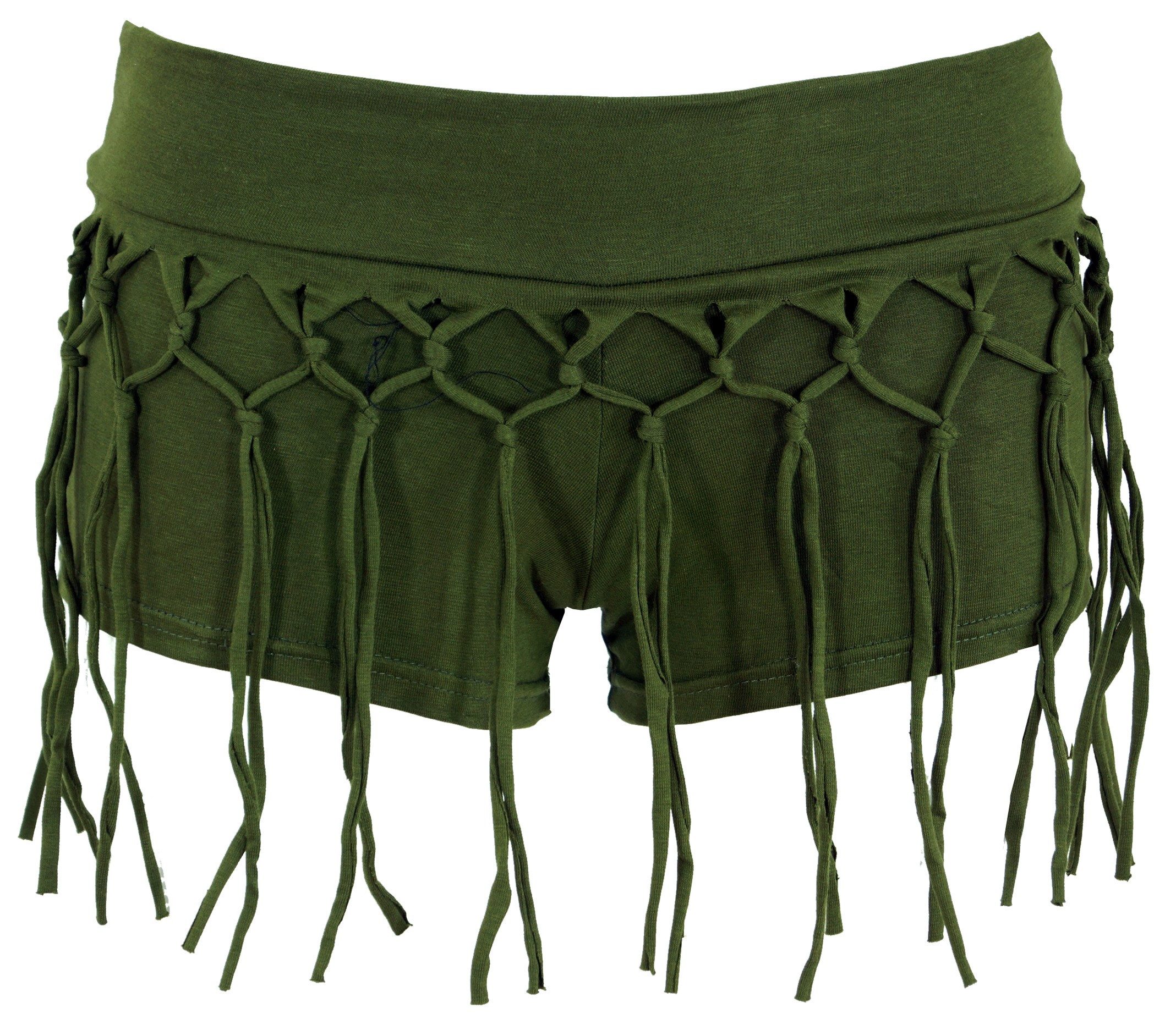 Guru-Shop Hose & Shorts Goa Pantys, Psytrance Hotpants, Shorts - olive alternative Bekleidung