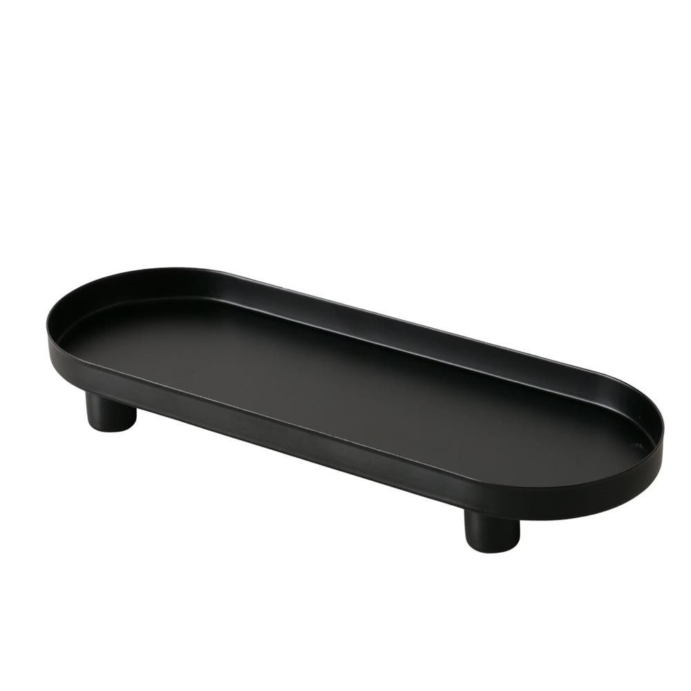 BOLTZE Dekotablett Tablett Manon Metall schwarz oval matt 28cm