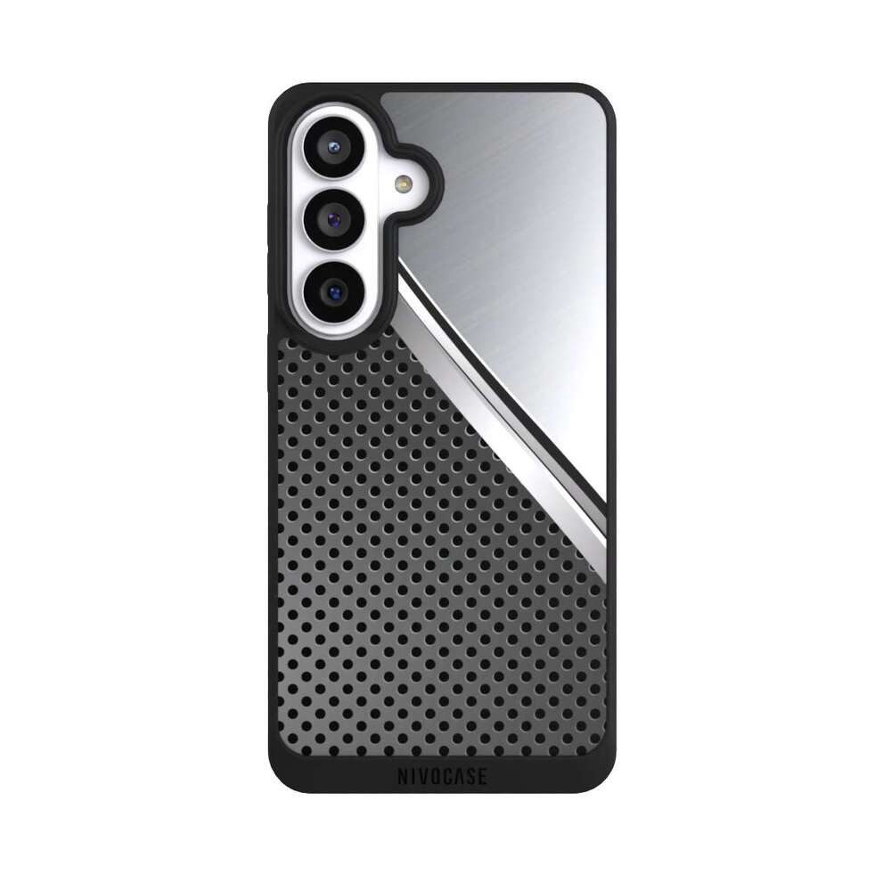 NIVOCASE Handyhülle Carbon Stahl Metall Duo Metal Surface, Samsung Galaxy S26+ Handyhülle Hülle NIVOpure Case Schwarz