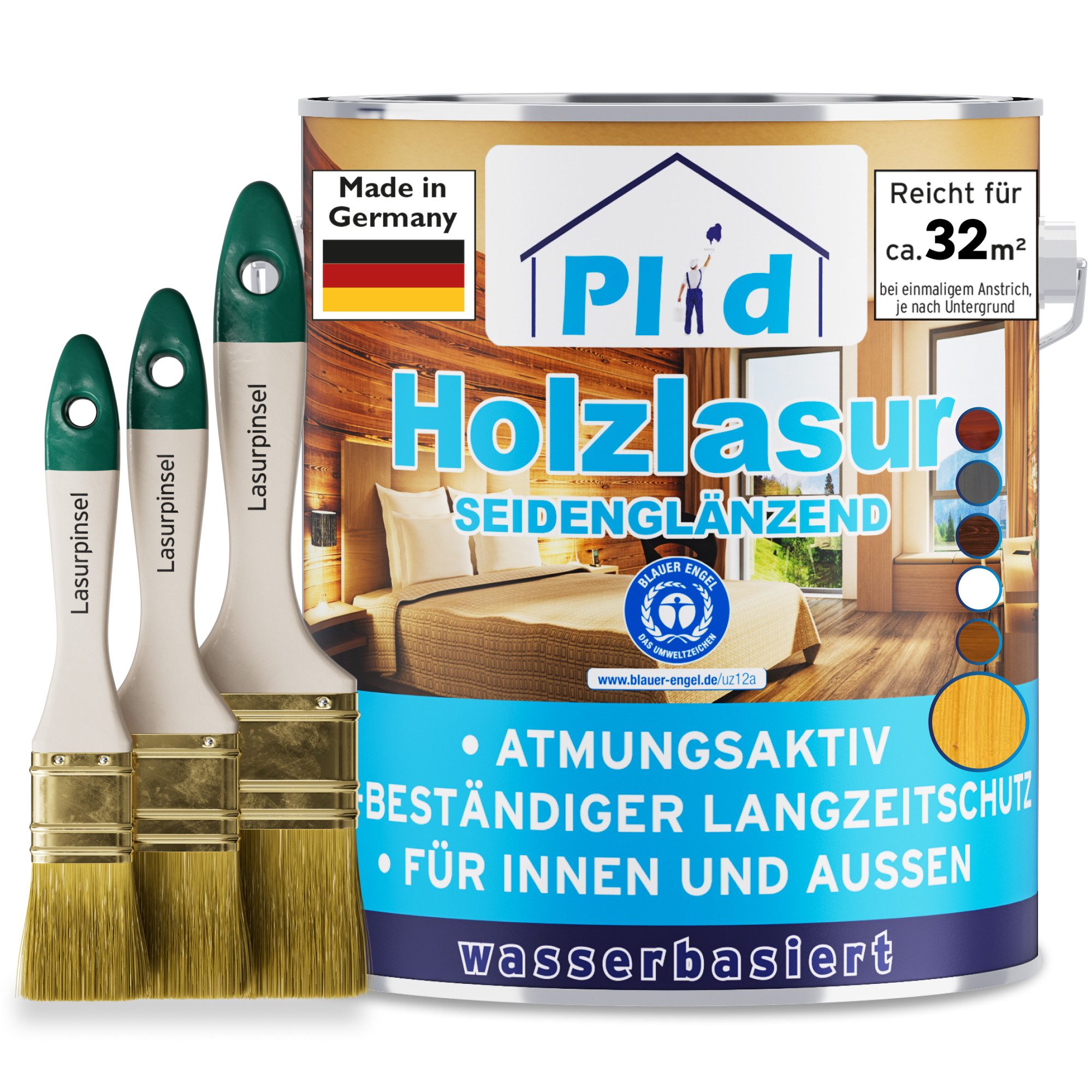plid Holzschutzlasur Premium Holzlasur Holzschutzlasur Holzschutz Lasurpinsel, Schnelltrocknend