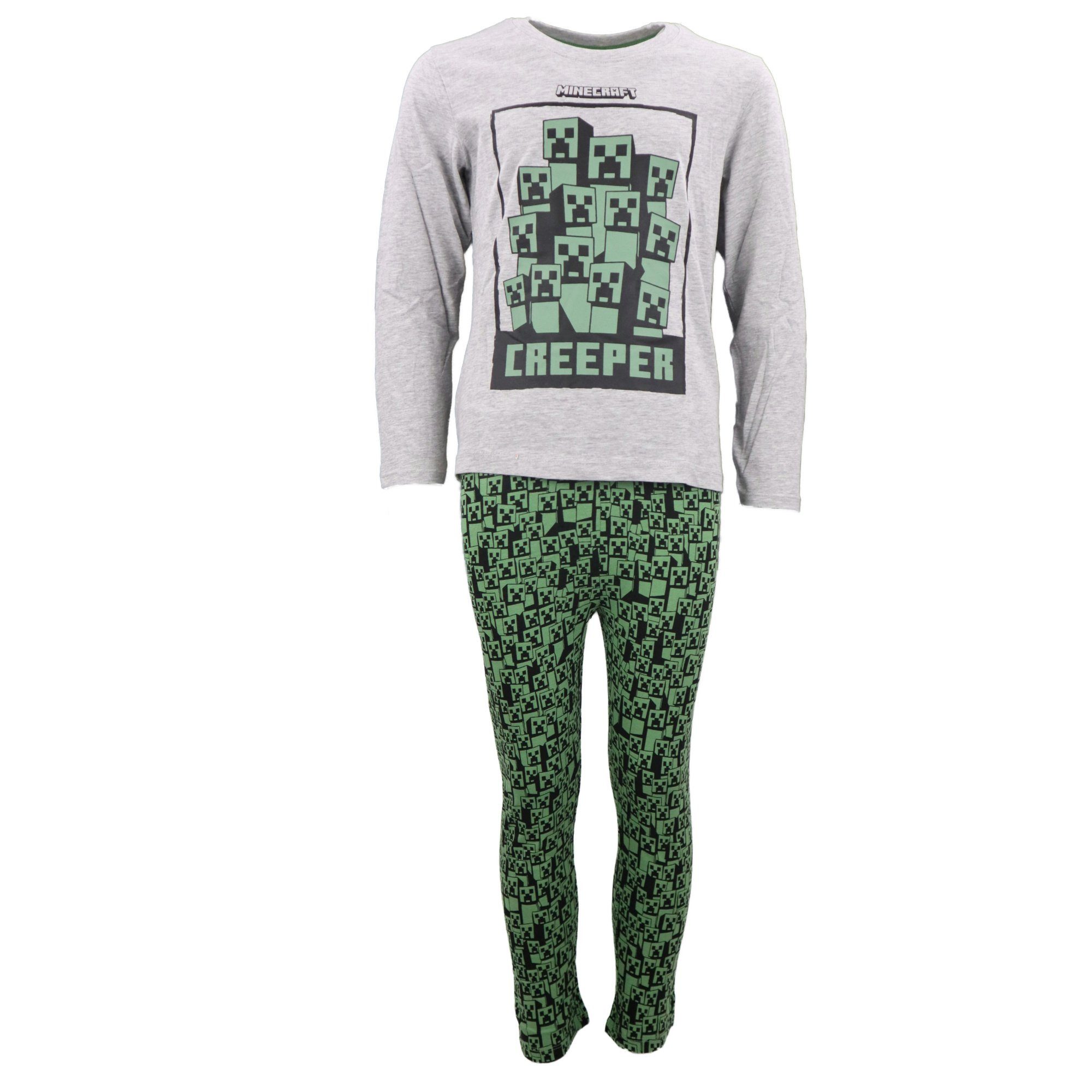 Minecraft Schlafanzug Minecraft Creeper Jungen Kinder Pyjama lang Gr. 116 bis 152