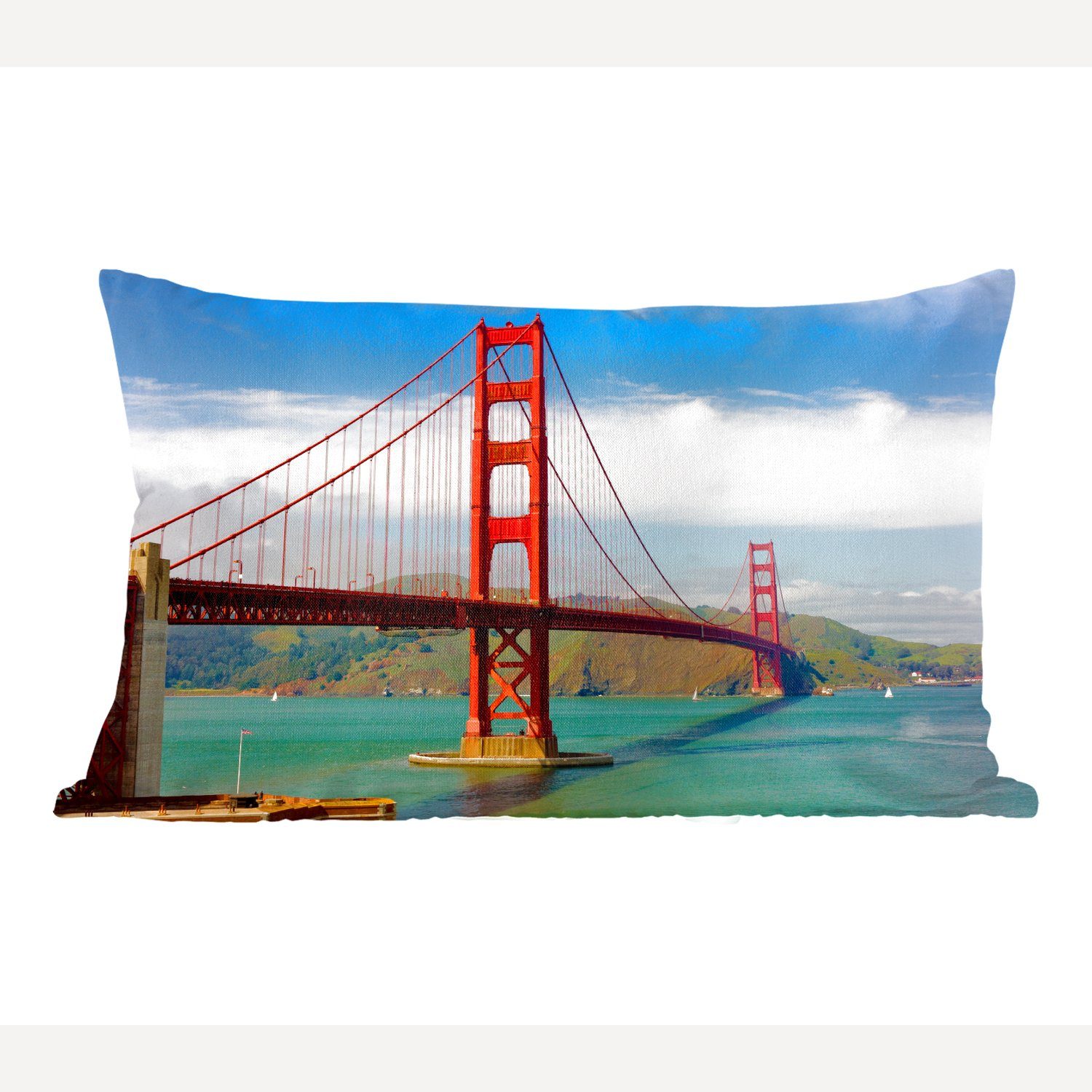 MuchoWow Dekokissen Blick auf die Golden Gate Bridge in Kalifornien, Wohzimmer Dekoration, Zierkissen, Dekokissen mit Füllung, Schlafzimmer