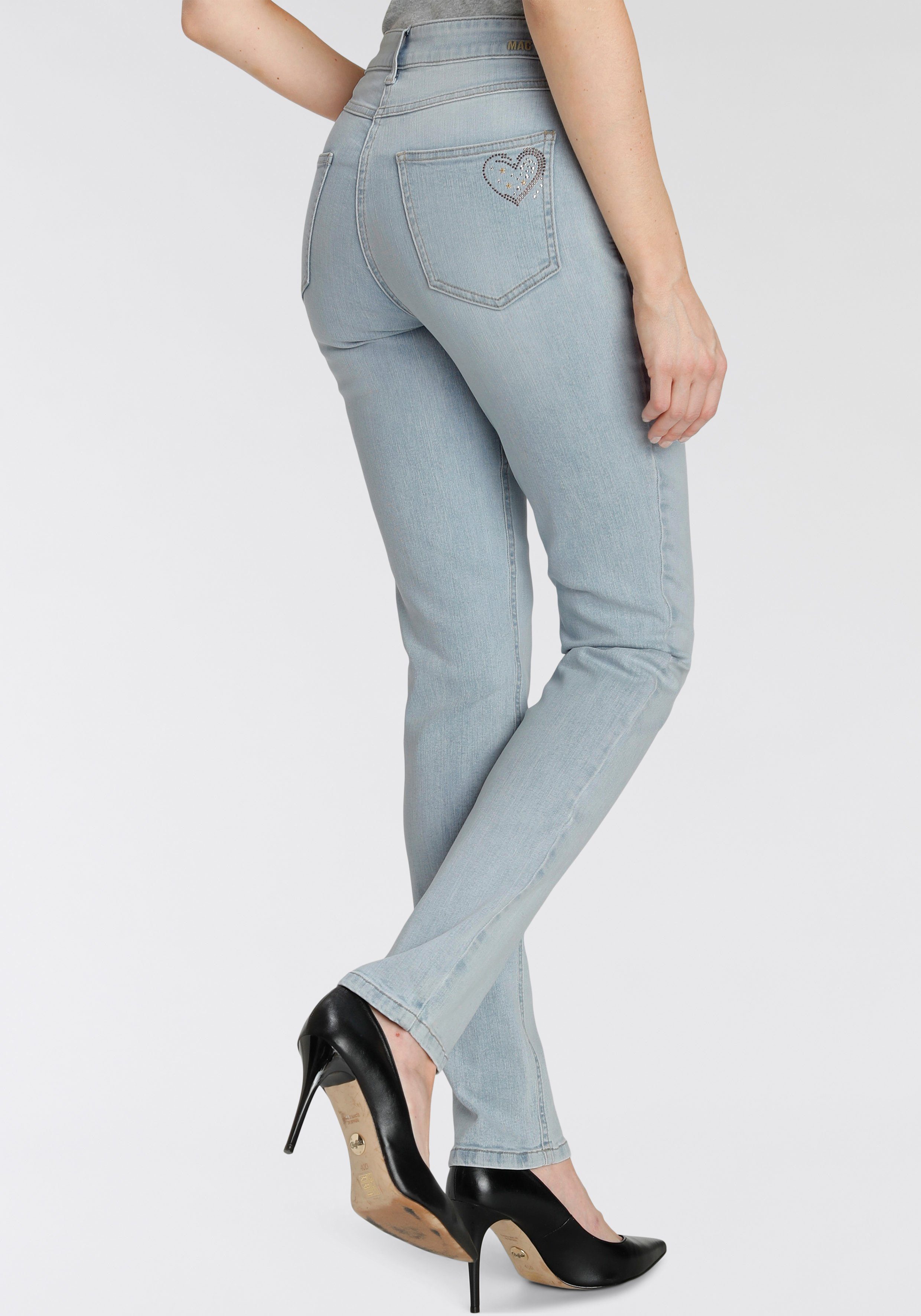MAC Gerade Jeans Melanie-Heart Dekorative Nieten auf der hinteren Tasche | Stretchjeans