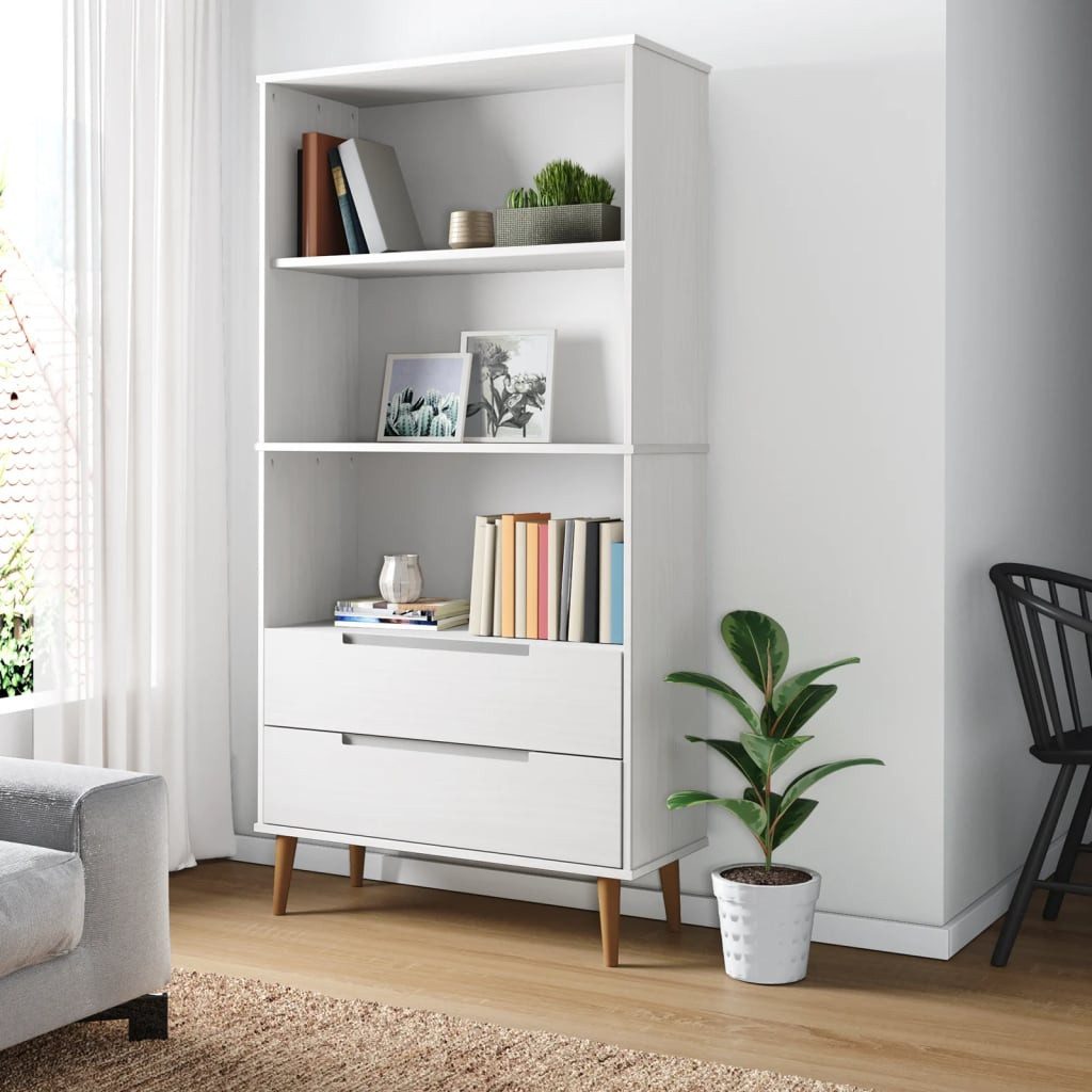 furnicato Bücherregal MOLDE Weiß 85x35x170,5 cm günstig online kaufen