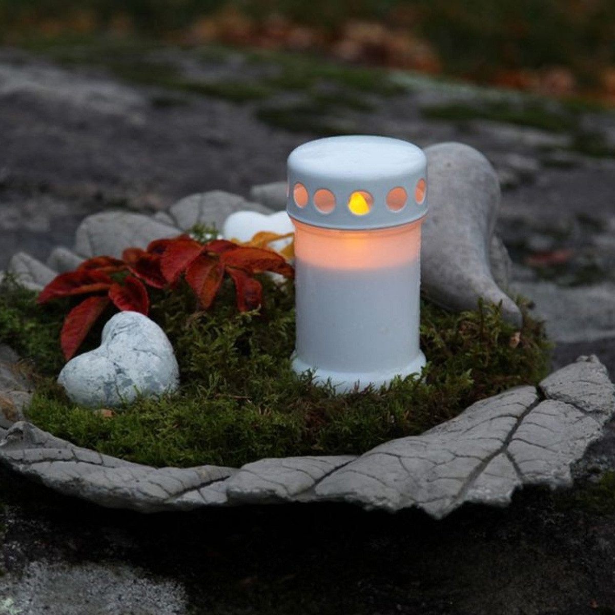 STAR TRADING LED-Kerze LED Grabkerze Grablicht Novenkerze gelb flackernd 2500h H: 13,5cm weiß, gelb