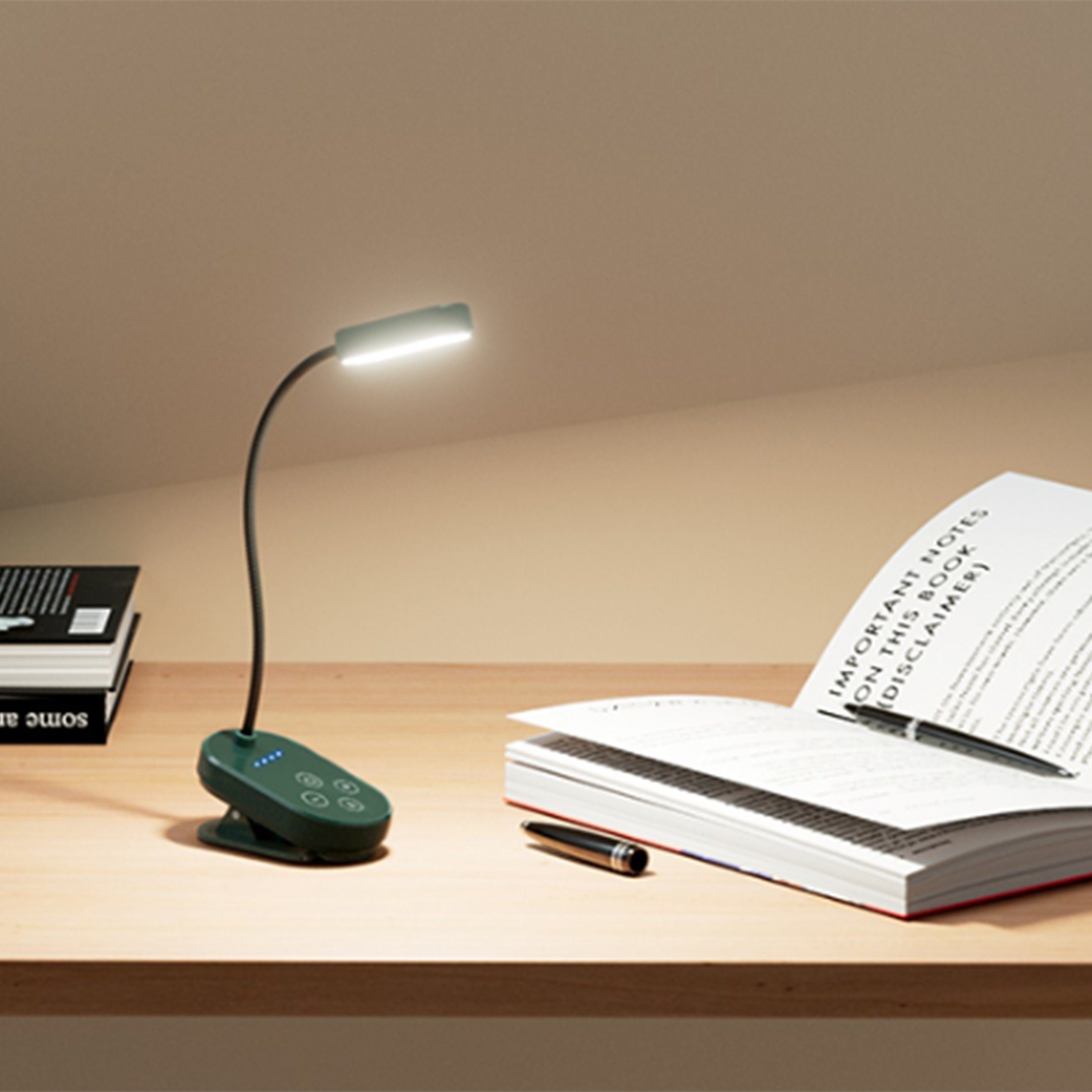 Schreibtischlampe Grün LED LANOR Lampe,Buchlicht,LED-Mini-Clip-On-Buchlicht,wiederaufladbar,Augenschutz