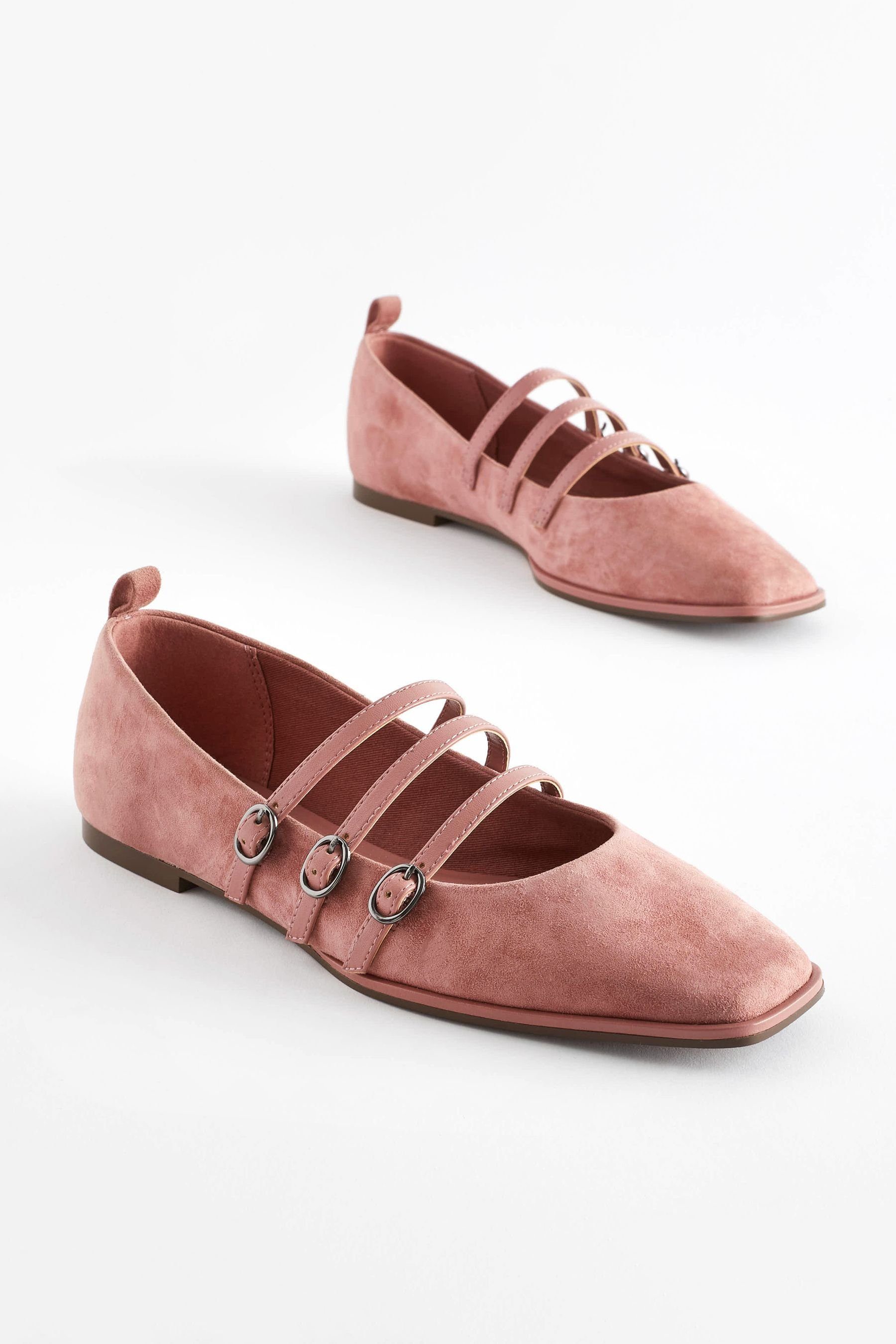 Pink drei Riemchenballerina Riemen Forever mit eckige Next (1-tlg) Comfort® Sandalen