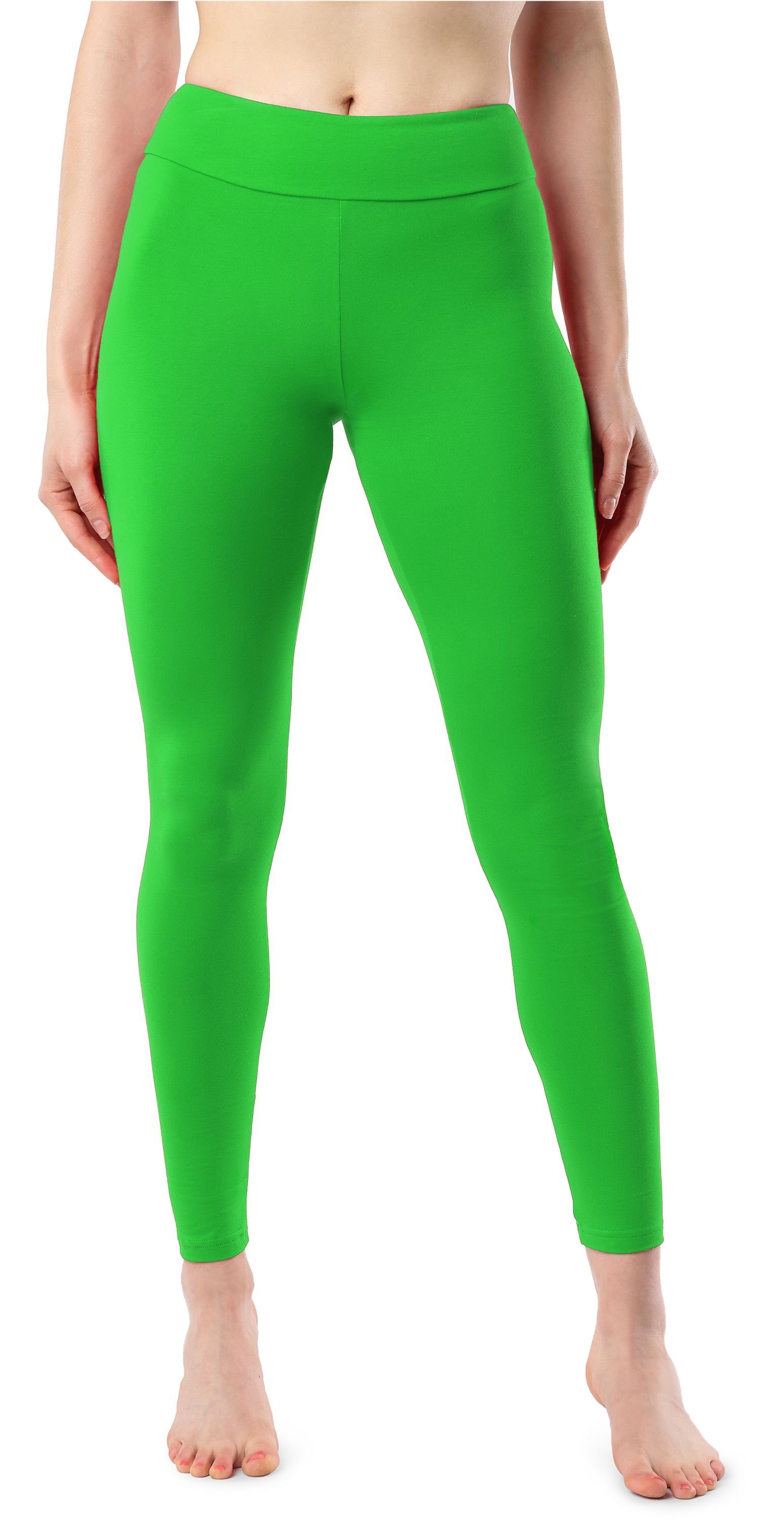 Merry Style Leggings Damen Lange Leggings aus Baumwolle MS10-429 (1-tlg) elastischer Bund Grün