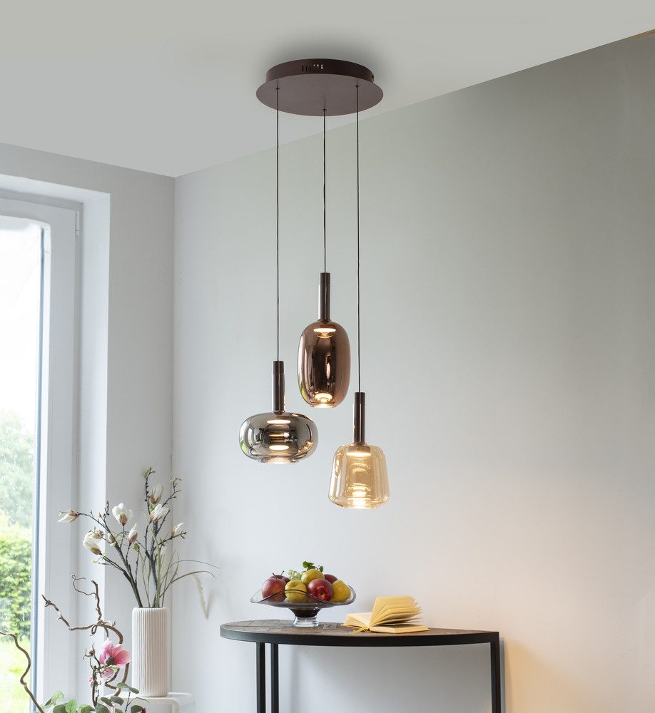 Paul Neuhaus LED Pendelleuchte LED Pendellampe IRID, dimmbar, Memoryfunktion, höhenverstellbar, 3x LED Board 9W, warmweiß, manuell höhenverstellbar, stufenlos dimmbar, Memoryfunktion