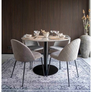 House Nordic Esszimmerstuhl Geneve Dining Chair – Esszimmerstuhl aus Samt, grau mit schwarzen B...