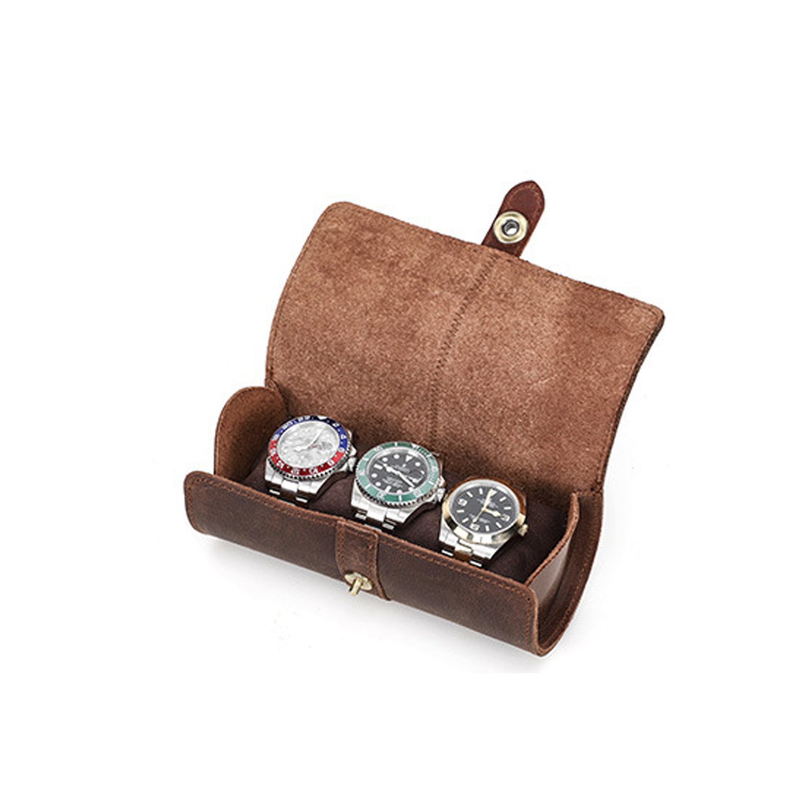 Uhrenetui Uhren Roll Etui Vintage Leder 3 Uhren Reise Aufbewahrungsbox