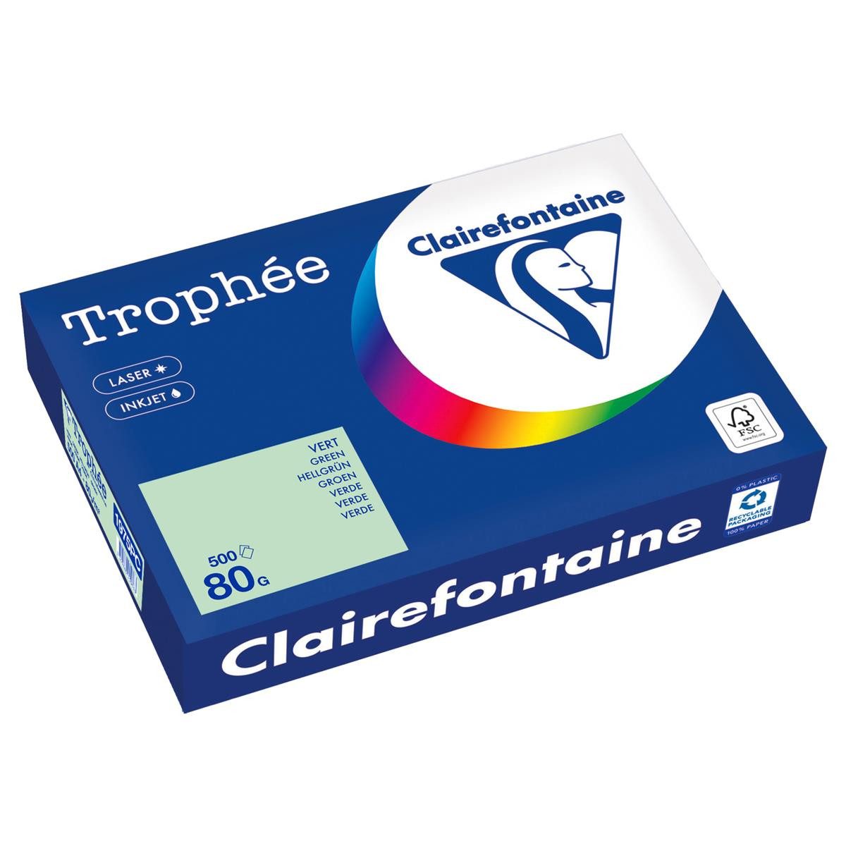 CLAIREFONTAINE Druckerpapier Clairefontaine Kopierpapier 1975PC A4 80g hellgrün 500Bl