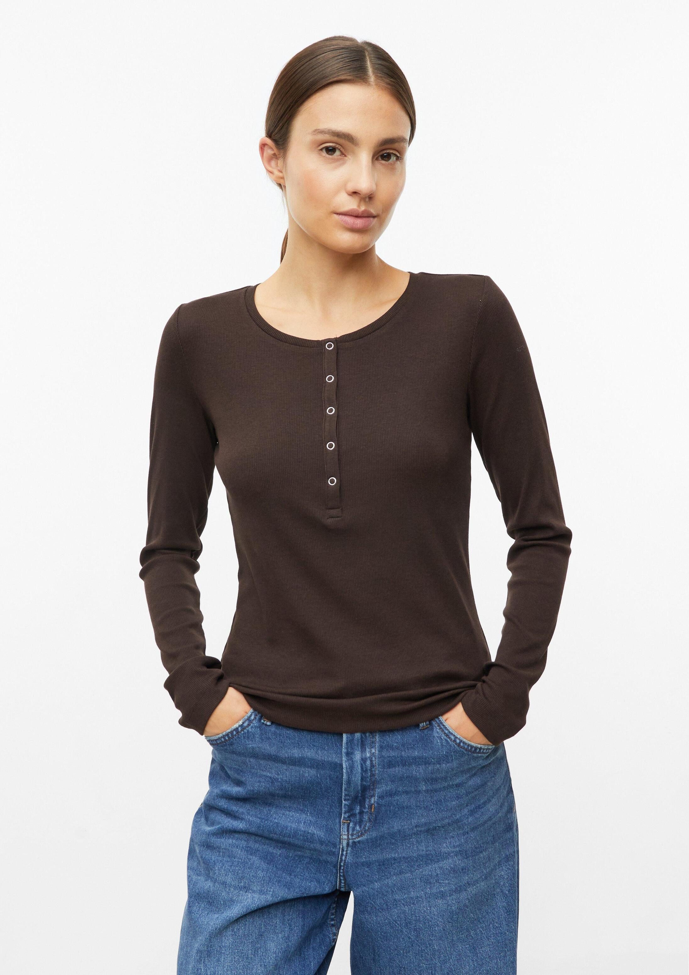 s.Oliver Langarmshirt T-Shirt Ripp-Langarmshirt mit Knopfleiste im Slim Fit