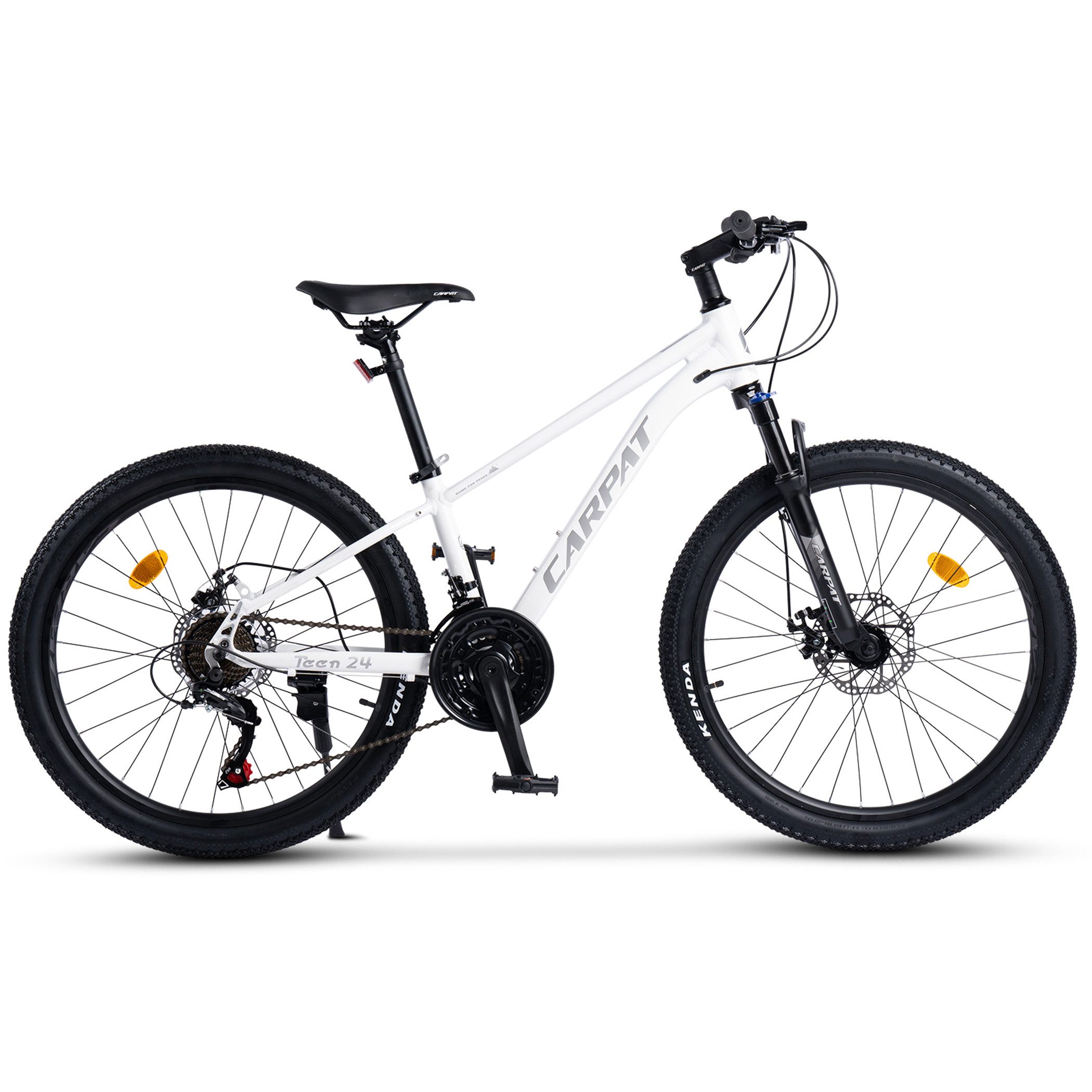 CARPAT SPORT Mountainbike 24 26 27.5 Zoll Fahrrad für Herren Damen, Mädchen und Jungen, 21 Gang Shimano Tourney Schaltwerk, Kettenschaltung, Aluminium Rahmen, Jugendfahrrad MTB Hardtail Fahrrad