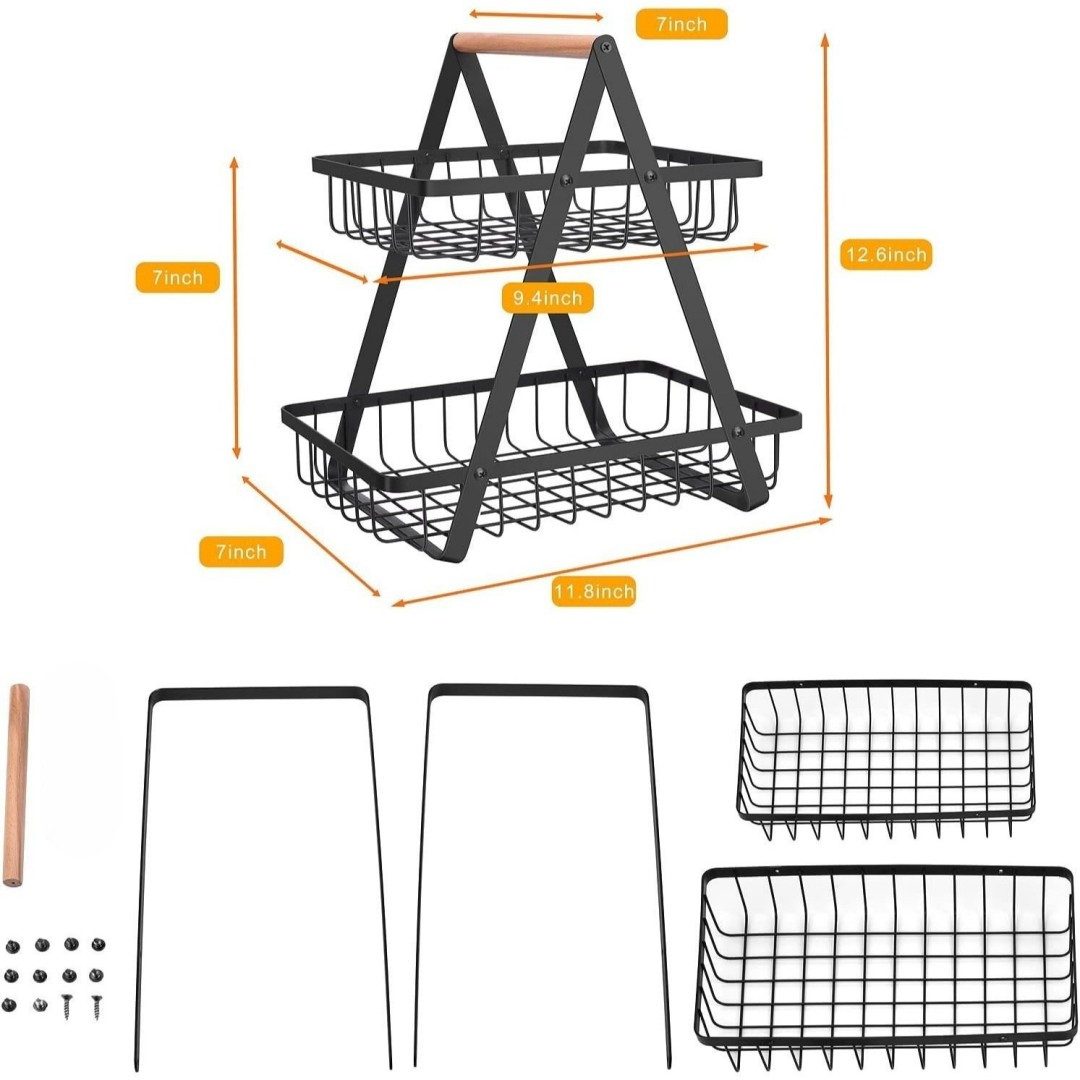 Kityhome Ablageregal 2-stöckiger Aufbewahrungskorb, Metall-Regal, Küchen-Or günstig online kaufen