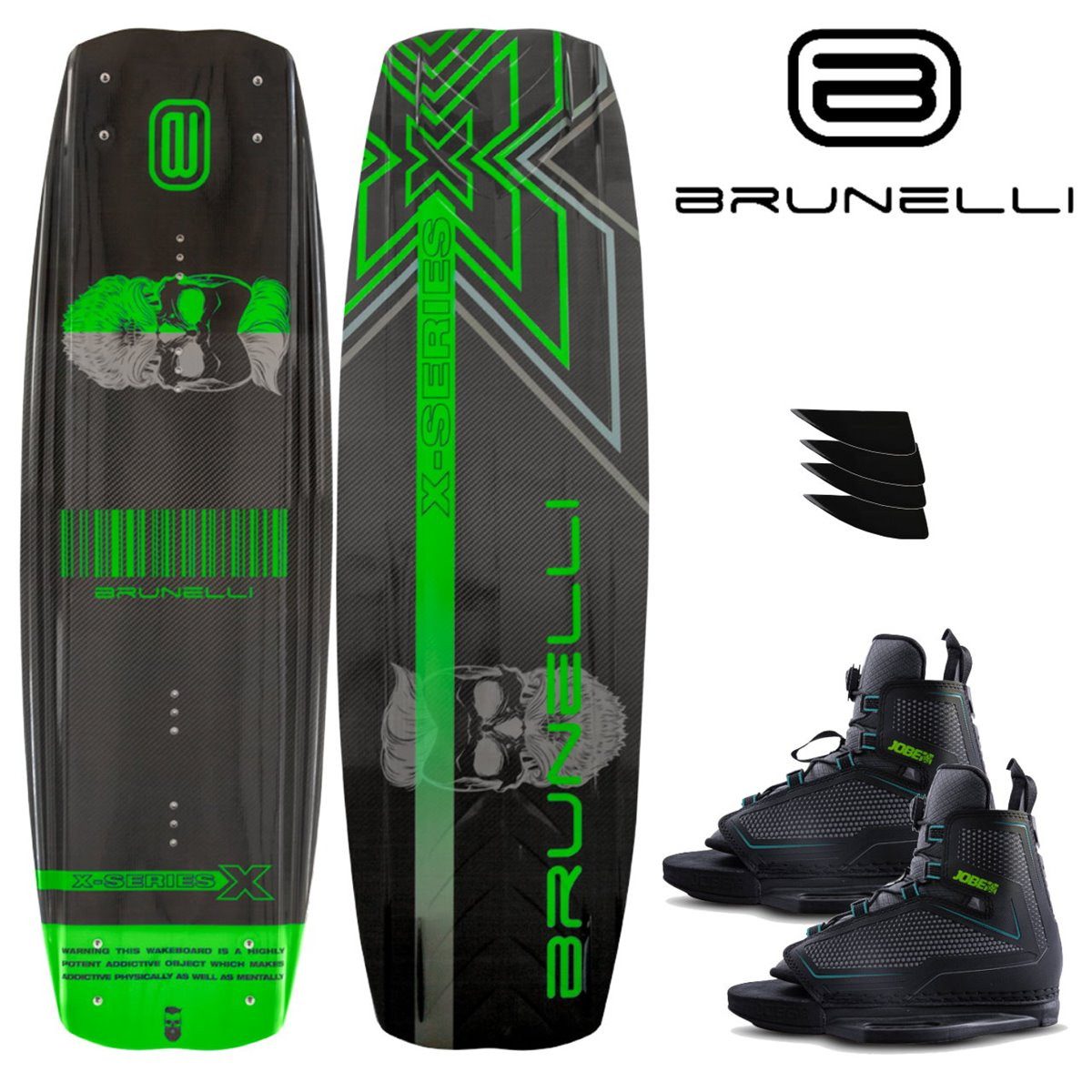 Brunelli SUP-Board BRUNELLI CARBON Wakeboard SET 138 cm mit JOBE MAZE Wakeboardbindung