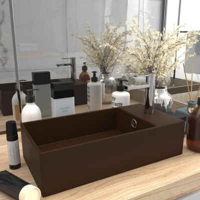 vidaXL Waschbecken Badezimmer-Waschbecken mit Überlauf Keramik Dunkelbraun