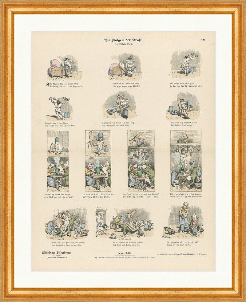 Kunstdruck Die Folgen der Kraft Wilhelm Busch Turner Münchener Bilderbogen 549 Ge