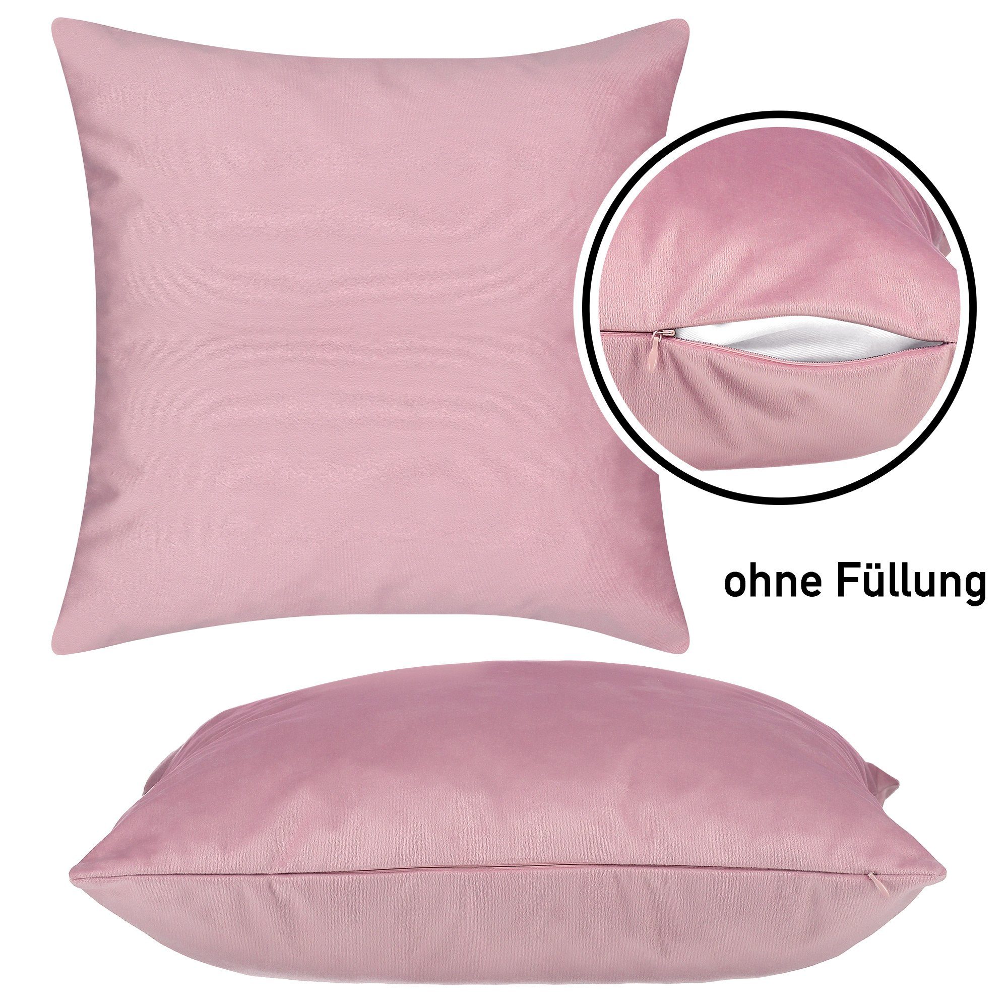 BARBONS Kissenbezug Stilvolle Kissenbezüge aus samtigem Stoff, Kissenhülle, (2 Stück), Rose