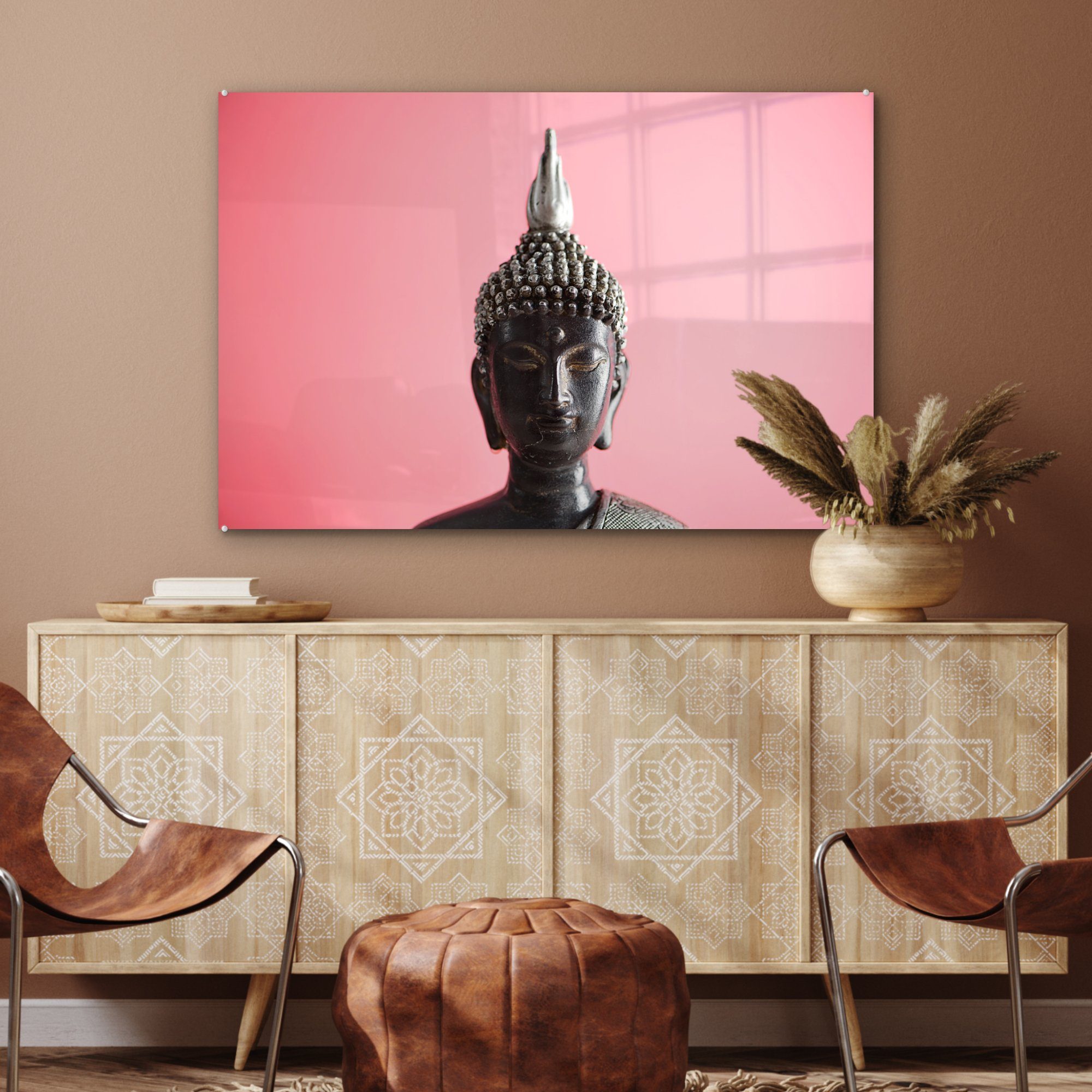 Schwarz, Gesicht St), - (1 - Acrylglasbild Buddha MuchoWow Schlafzimmer Acrylglasbilder Wohnzimmer &