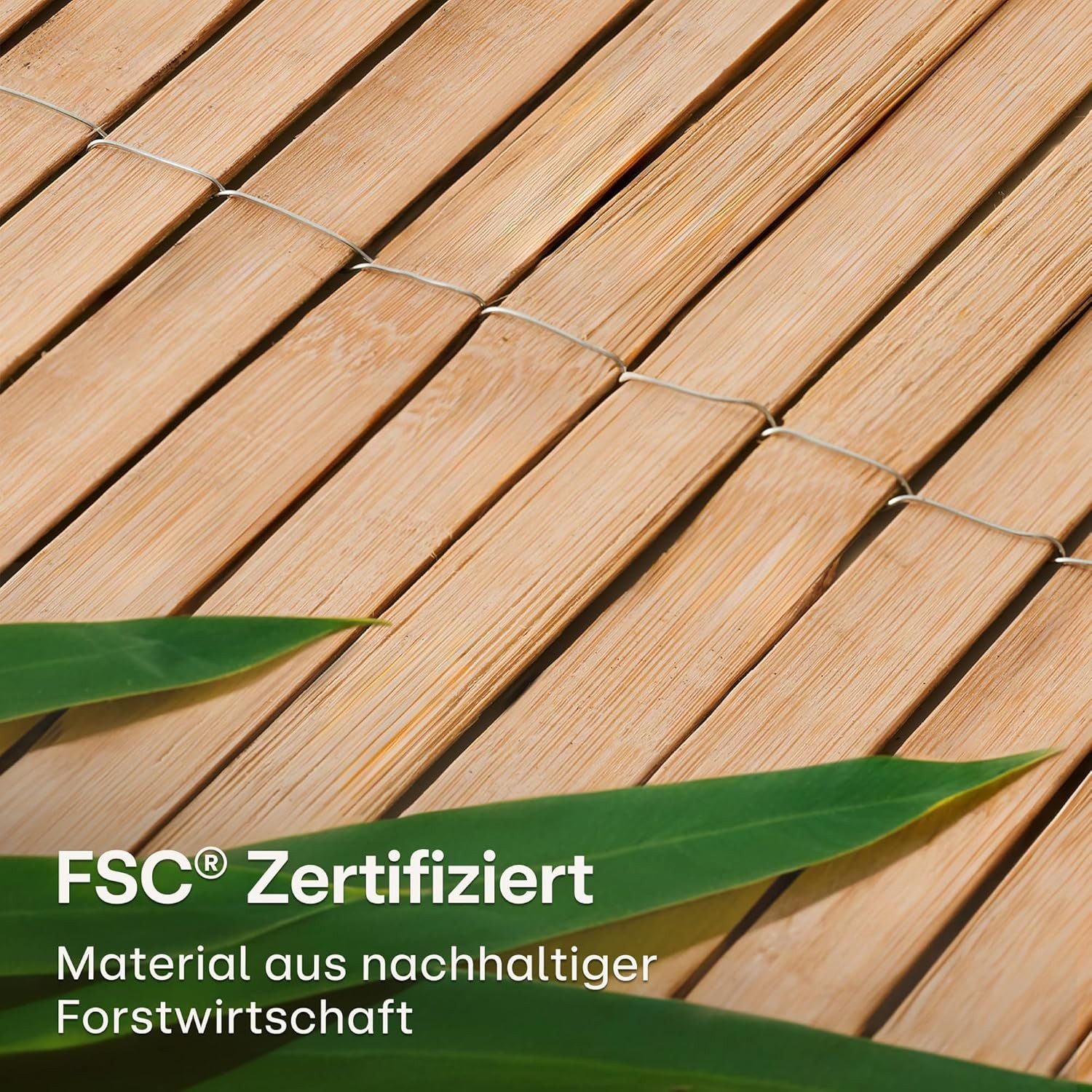 Praknu Balkonsichtschutz Balkon Sichtschutz Holz - FSC® Zertifiziertes, Natürliches Schilf (Einzelartikel) Einsetzbar Im Innen- Und Außenbereich - Sichtschutz für Garten, Zaun