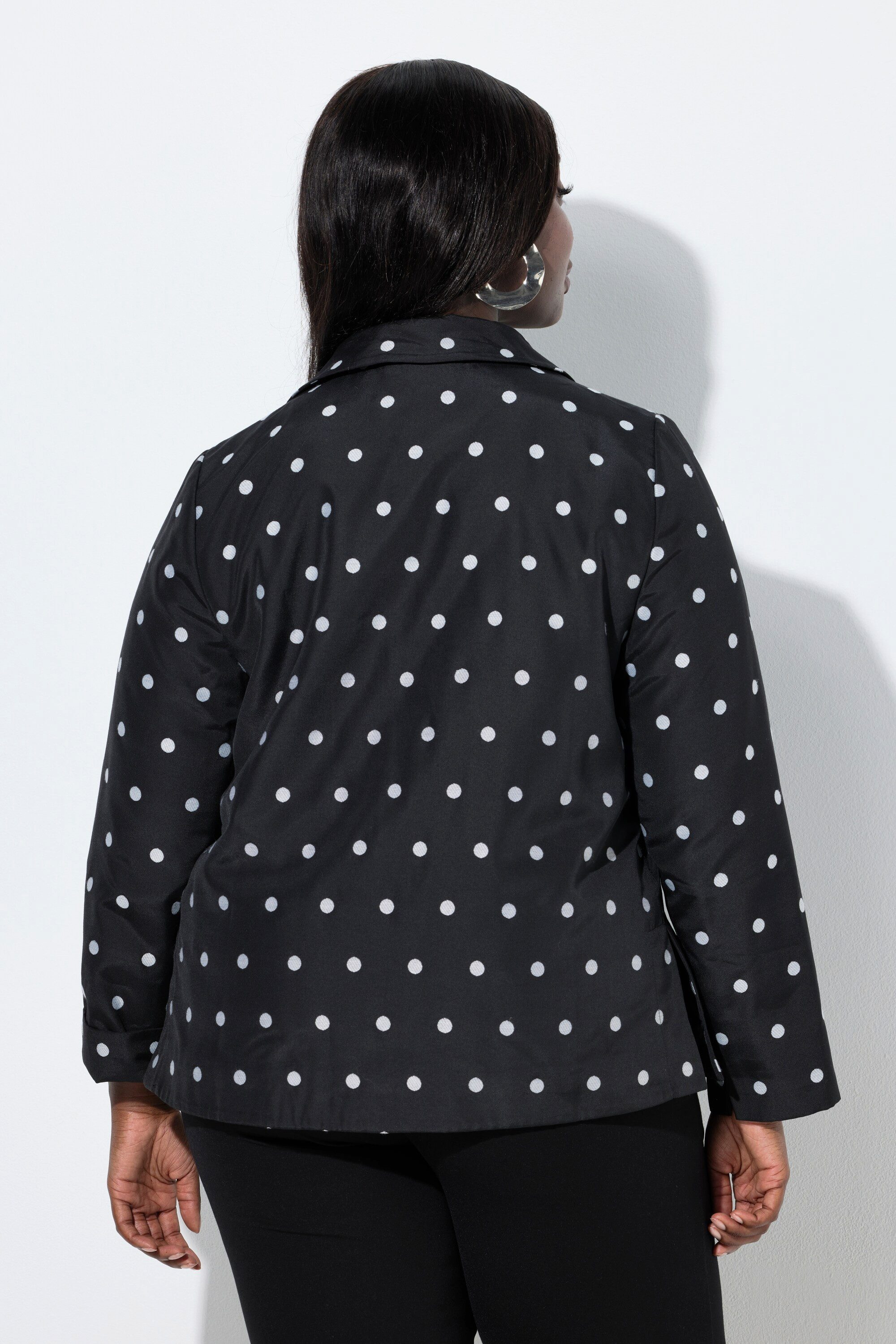 Ulla Popken Sommerjacke Jacquardjacke Punkte A-Linie Hemdkragen Langarm – Bild 3 von 4