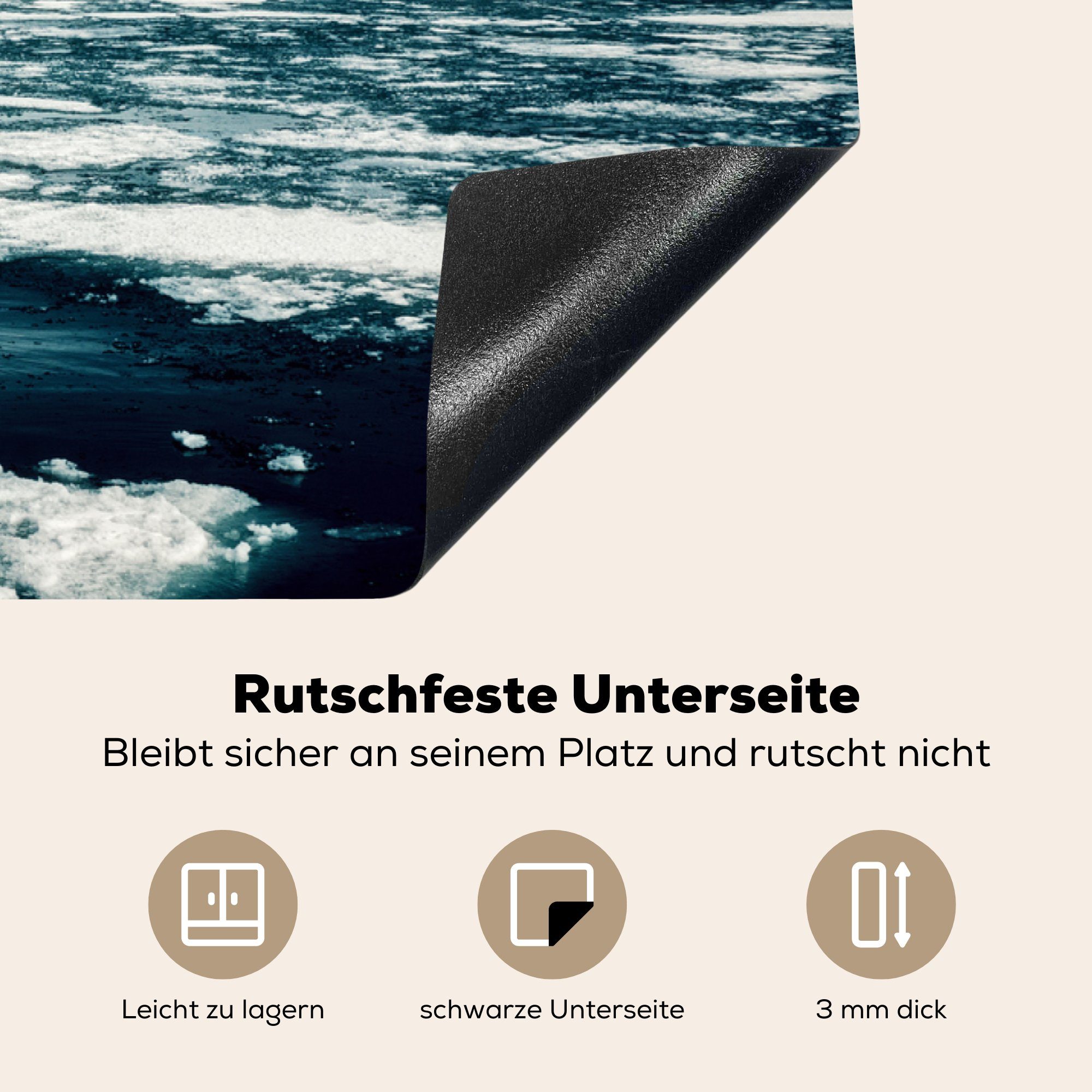 Gletscher, küche Blick tlg), Vinyl, auf 83x51 für MuchoWow den Herdblende-/Abdeckplatte Ceranfeldabdeckung, cm, (1 Arbeitsplatte