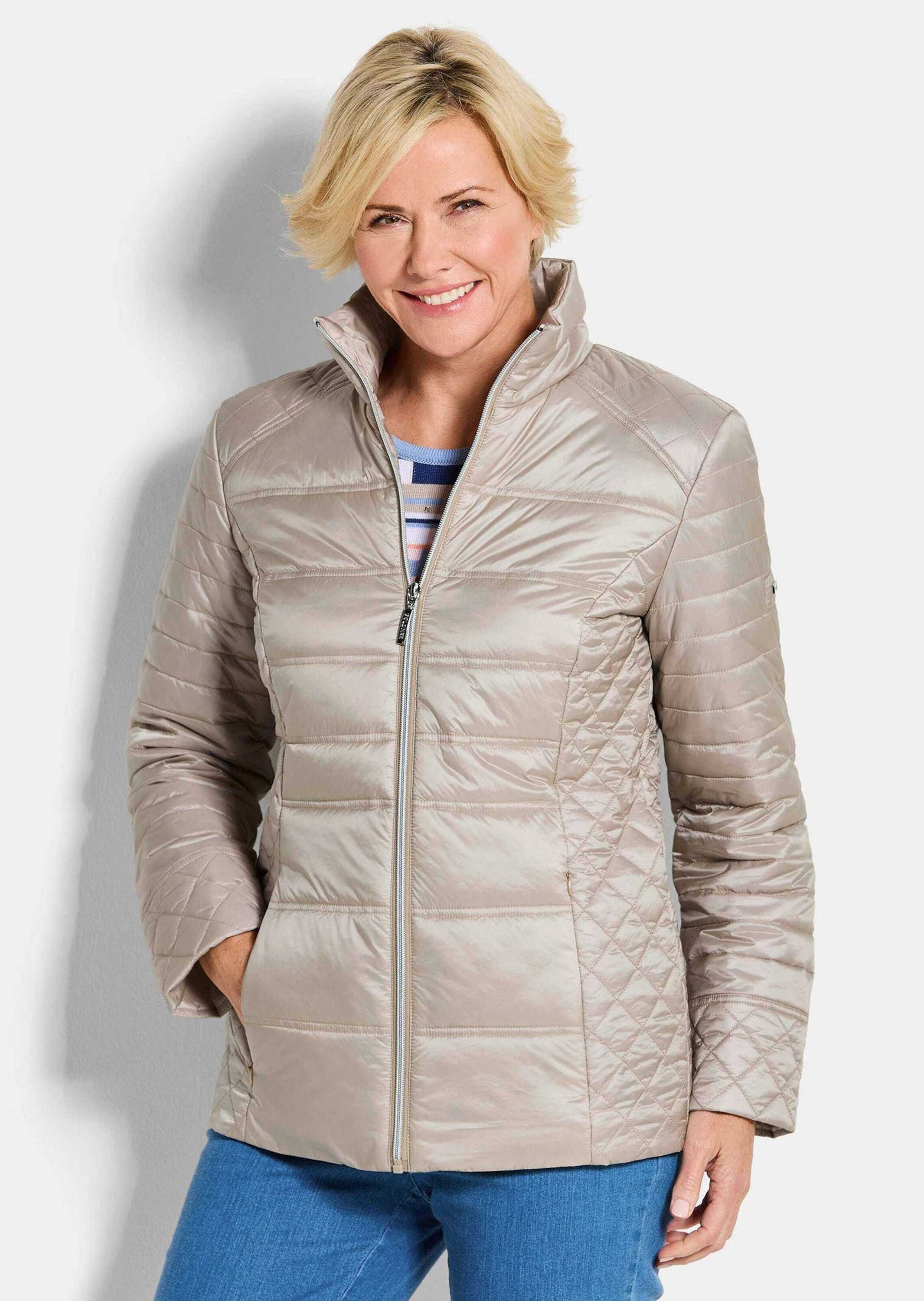 GOLDNER Steppjacke Übergangsjacke mit Muster-Mix Windjacke mit Stehkragen, Reißverschluss, Taschen und Langarm
