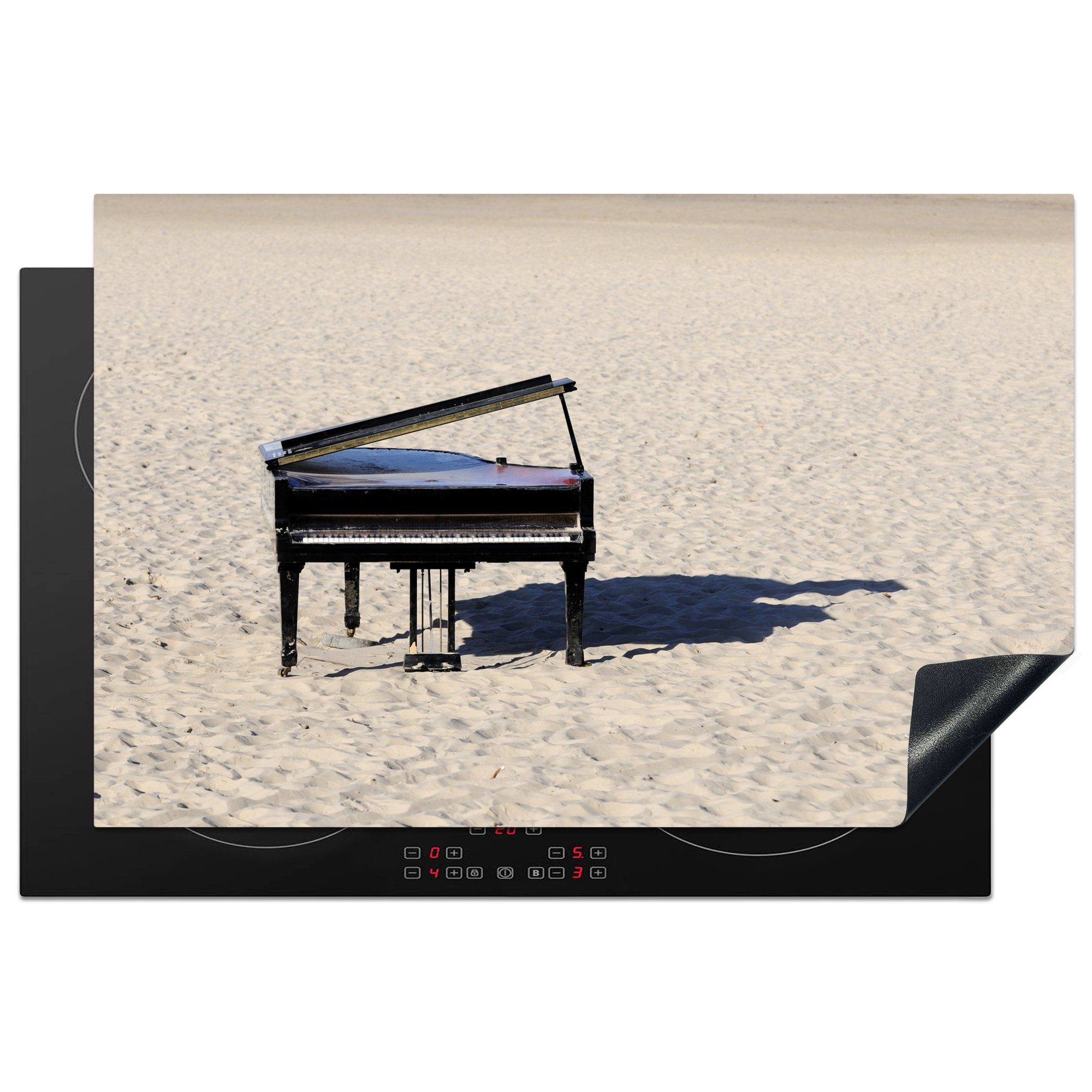 MuchoWow Herdblende-/Abdeckplatte Ein Strand, (1 für Induktionskochfeld tlg), die Schutz am Klavier Vinyl, 81x52 Ceranfeldabdeckung küche, cm