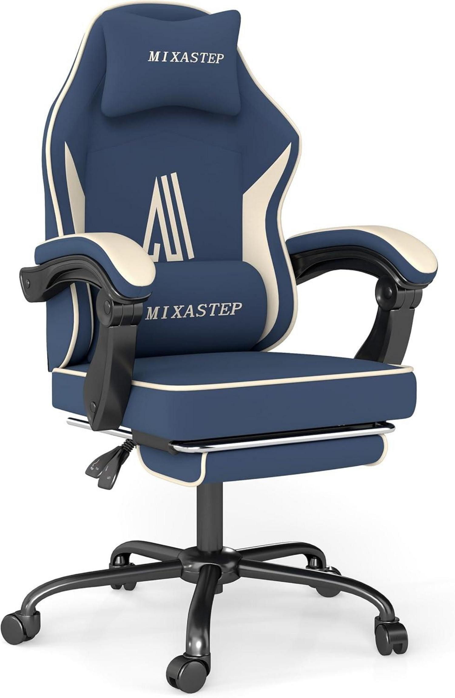 Gaming-Stuhl Ergonomischer Gaming Stuhl mit Fußstütze und Lendenkissen, 130kg