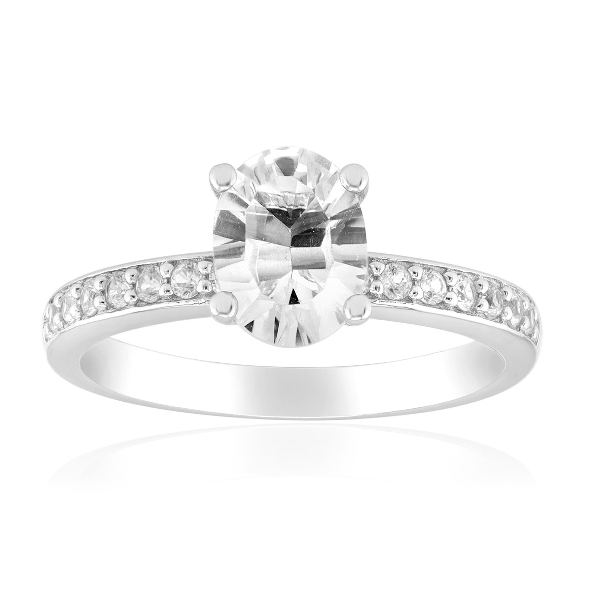 Silberring Cavill Ring mit 1,35 ct ovalem Topas, Sterling Silber, 14 Zirkone