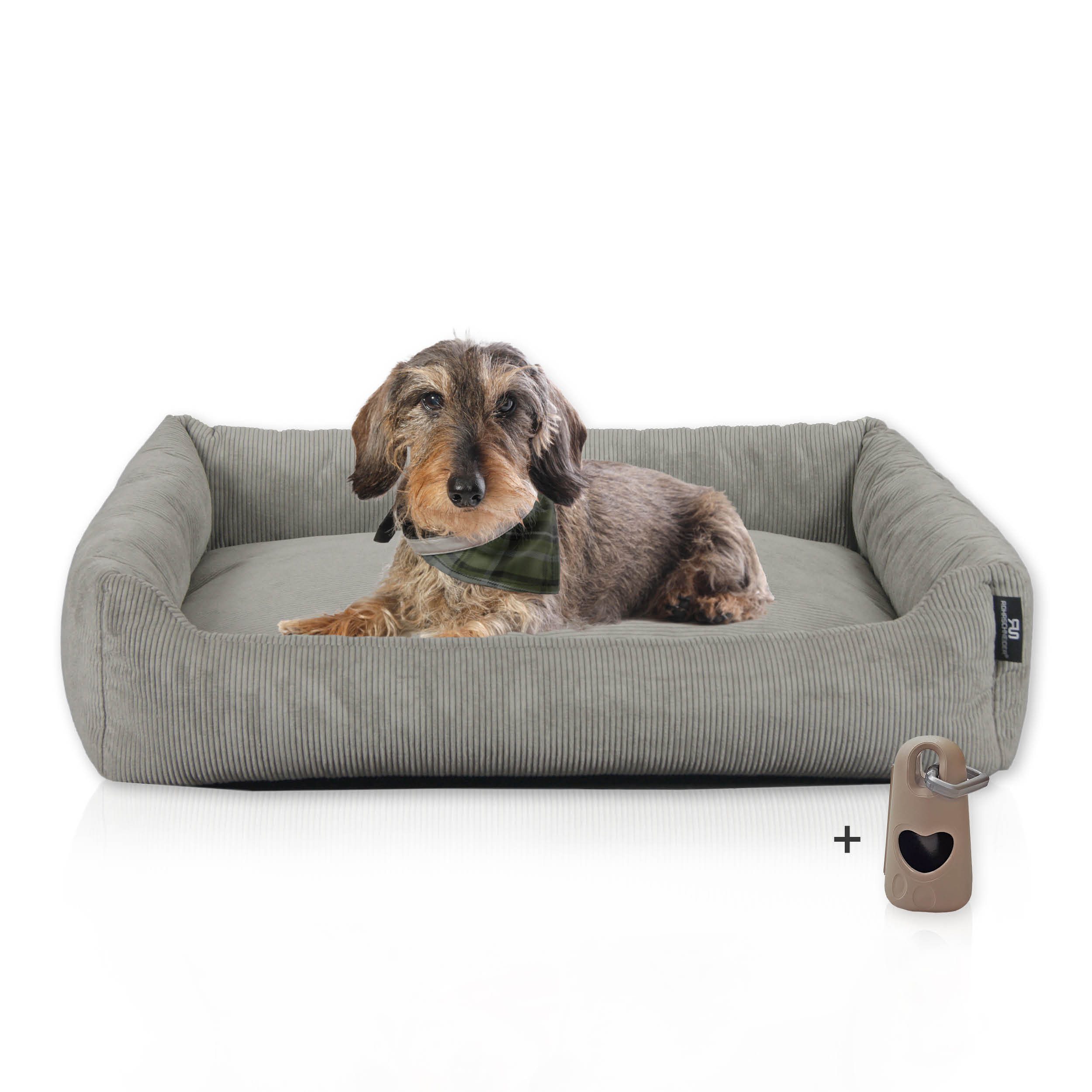 Rohrschneider Tierbett Hundebett Hundekorb Cordstoff, inkl. Gassibeutel