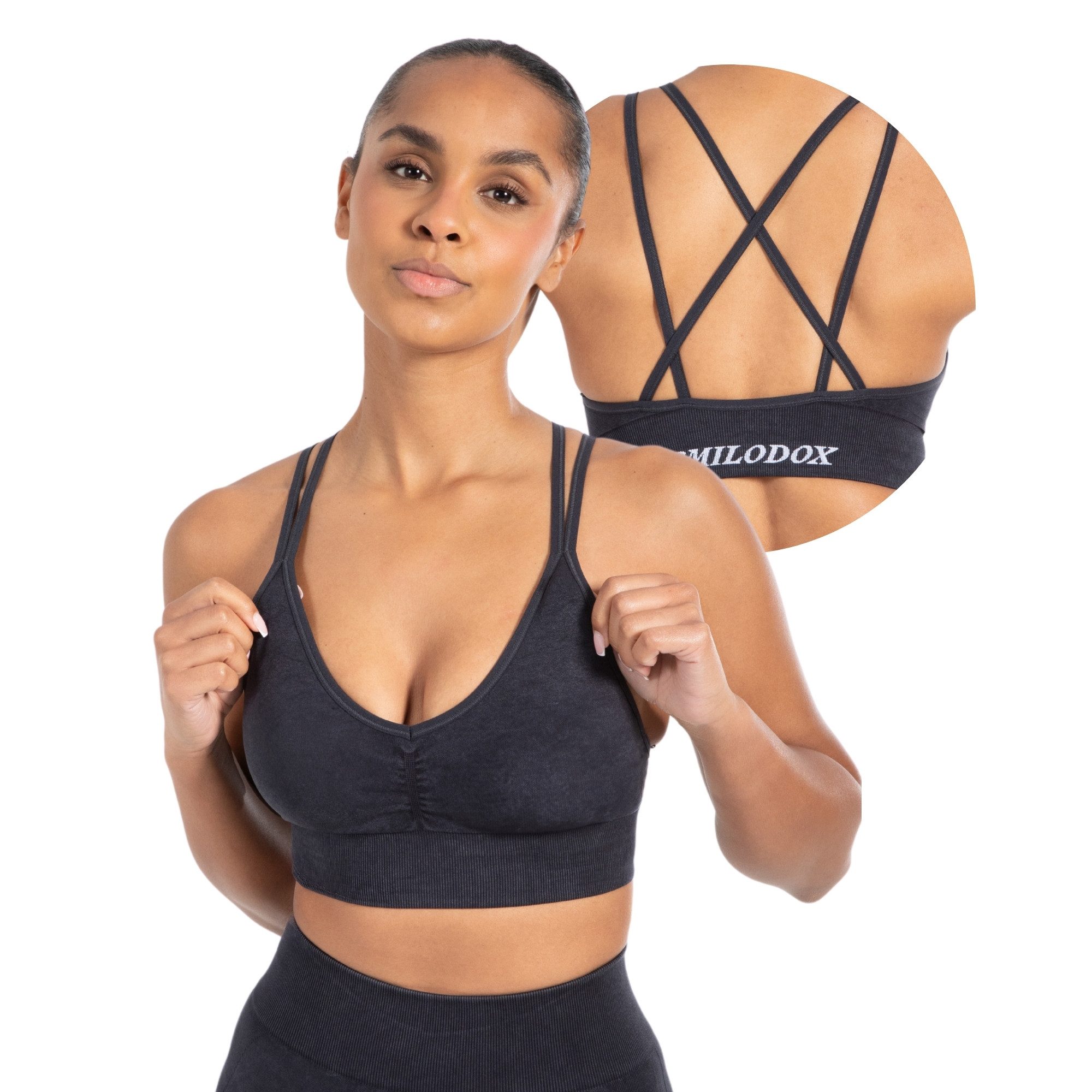 Sport-BH Batik Acid Cross, Sport Bra mit V-Ausschnitt, Fester Halt