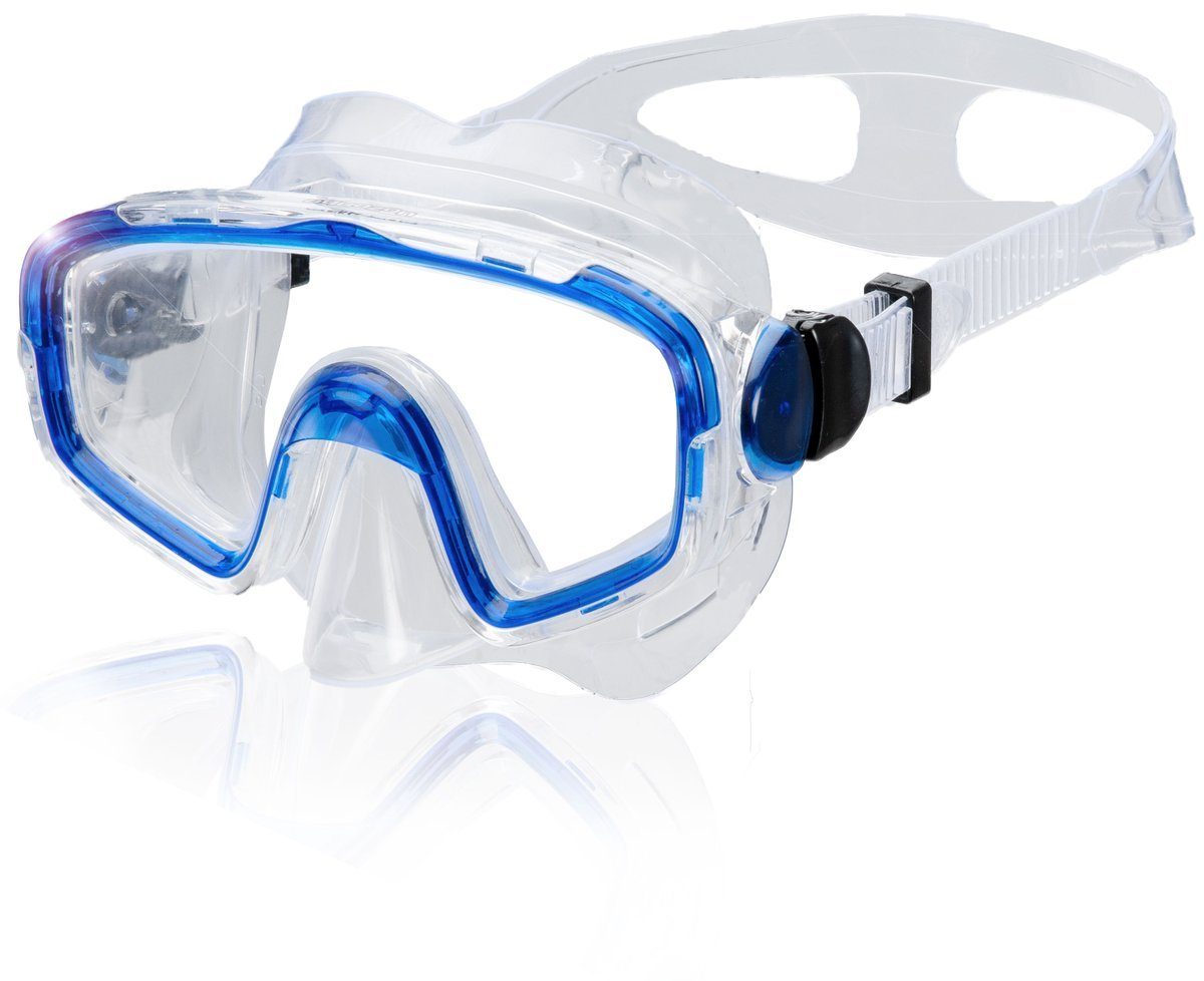 AQUAZON Taucherbrille SHARK, Schnorchelbrille Kinder transparent für Jahre 7-12 blau