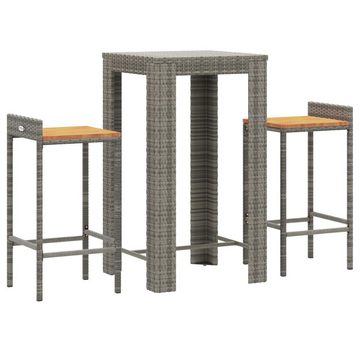 vidaXL Gartenlounge-Set 3-tlg. Gartenbar-Set Grau Poly Rattan & Massivholz Akazie, (3-tlg)