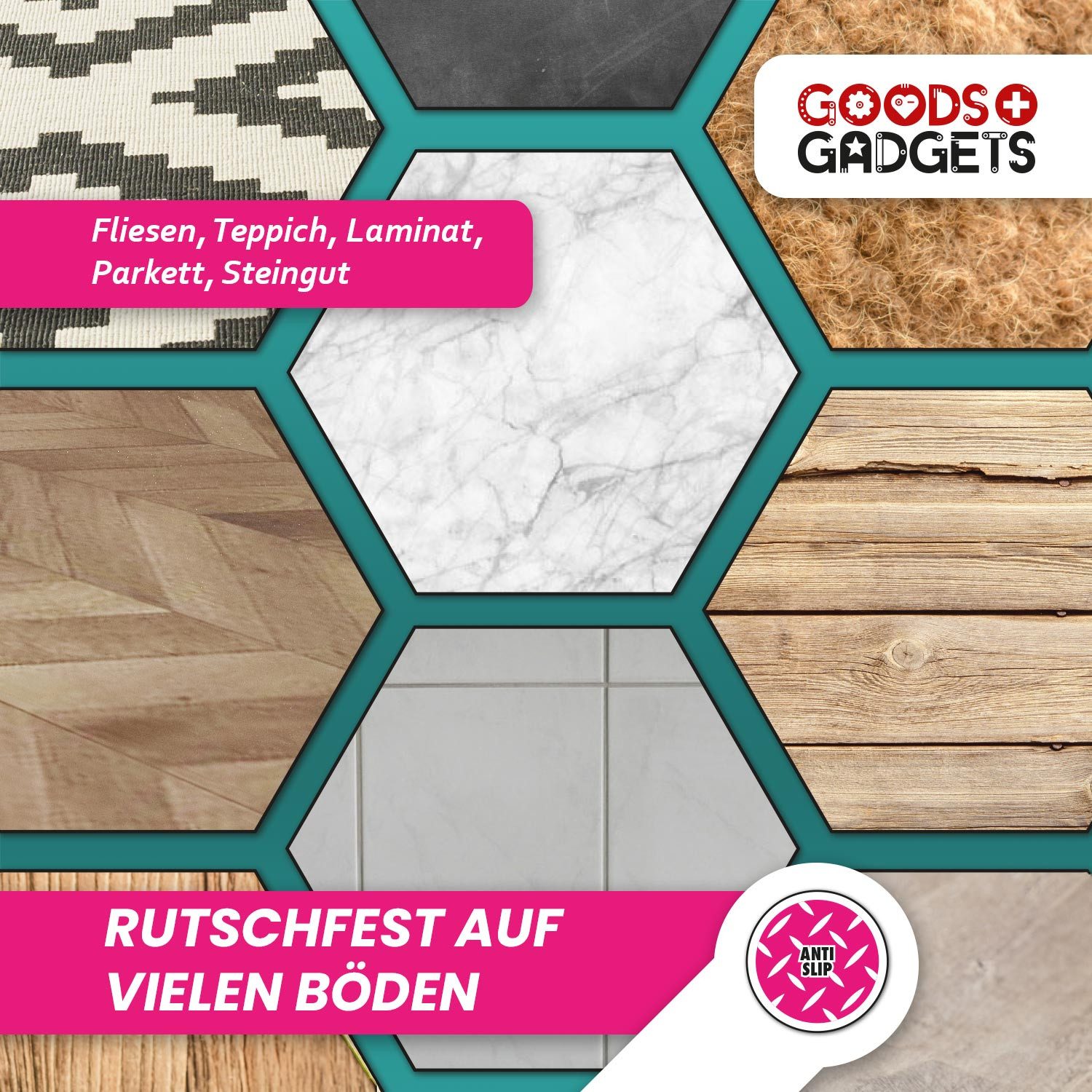 Goods+Gadgets Türstopper DIMONO Türstopper Edelstahl – Türhalter mit Gummiring 4er Set (Türhalter mit Gummi Ring, 1 St., 11x6cm & 7x6 cm), 1,2kg
