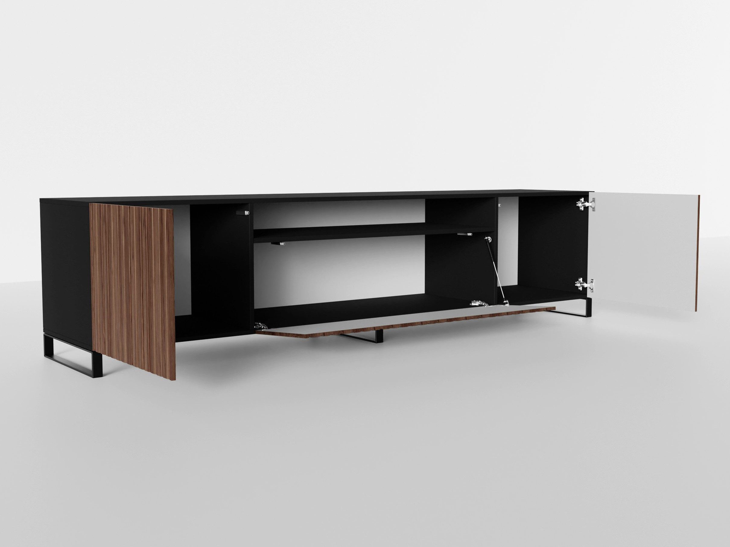 Beautysofa TV-Schrank Modernes RTV-Kabinett mit gefrästen Lamellen-Fronten MIO 2 B:200/H:40/T:41cm