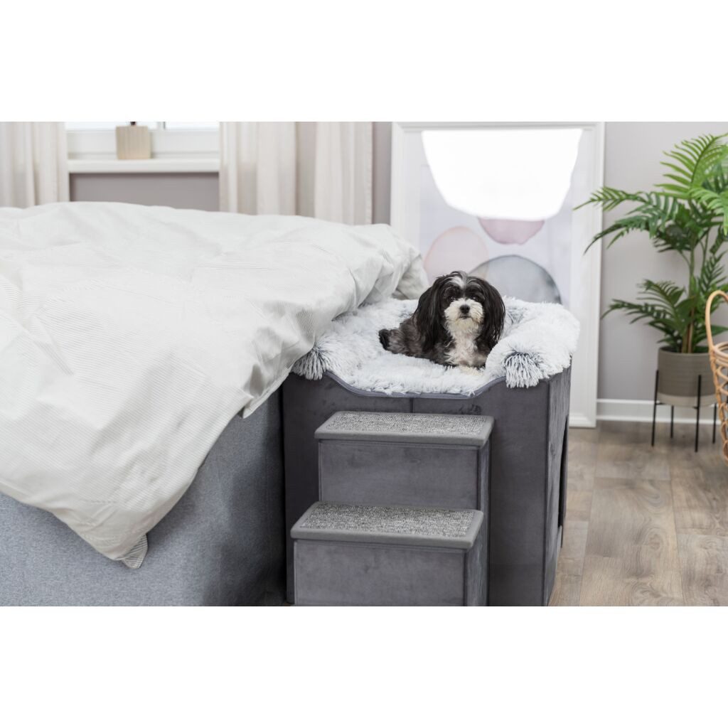 TRIXIE Tierhöhle Höhle Harvey mit Treppe für Hunde - grau/weiß-schwarz - 135 × 47 × 50