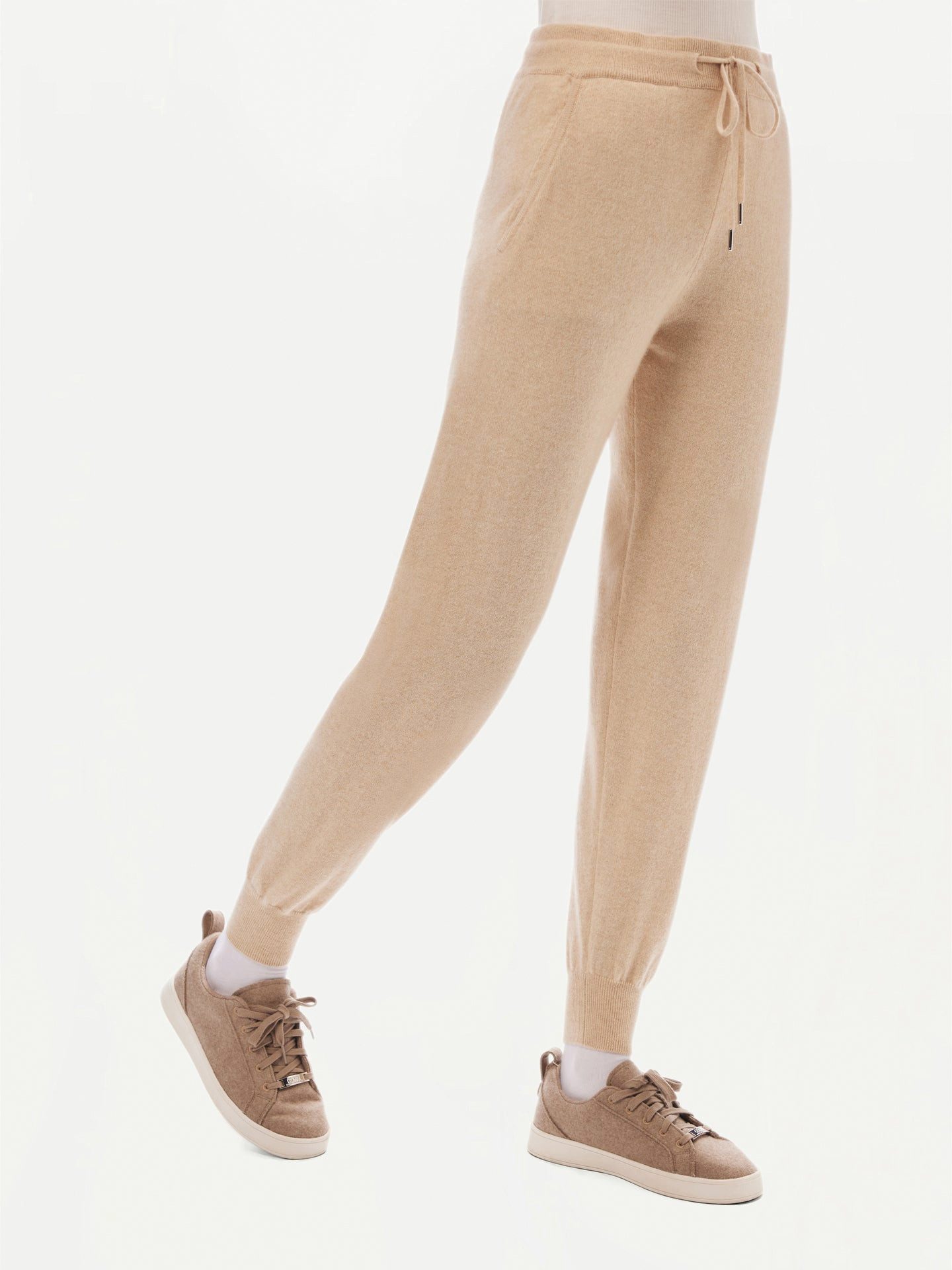 GOBI Cashmere Jogger Pants Naturfarbe Kaschmir-Joggingshose mit Bündchen