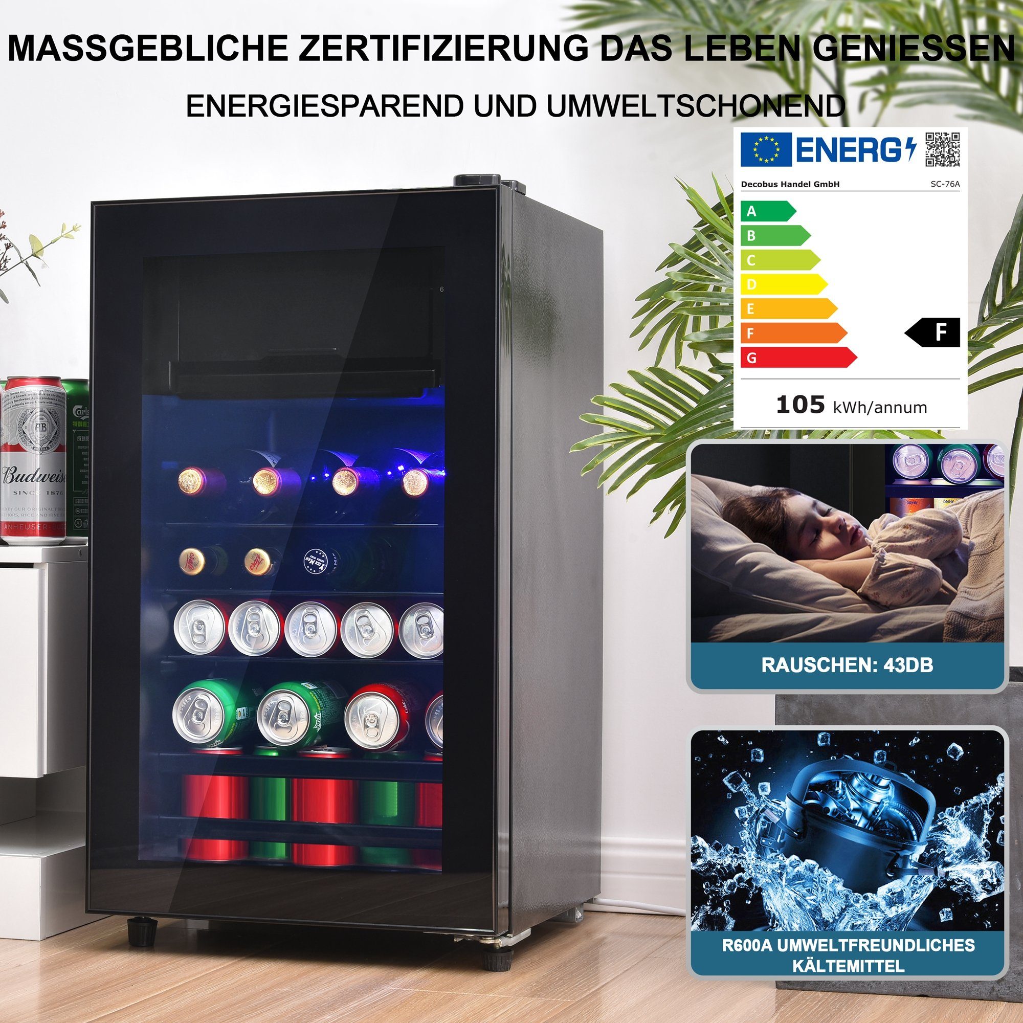 Merax Kühlschrank SC-76A, 72 cm hoch, 40 cm breit, mit Gefrierfach,  Getränkekühlschrank, Mini Kühlschrank mit Glastür, 76L, LED-Beleuchtung,  Kühl- und Gefrierfunktion, verstellebare Ablage, freistehend online kaufen  | OTTO