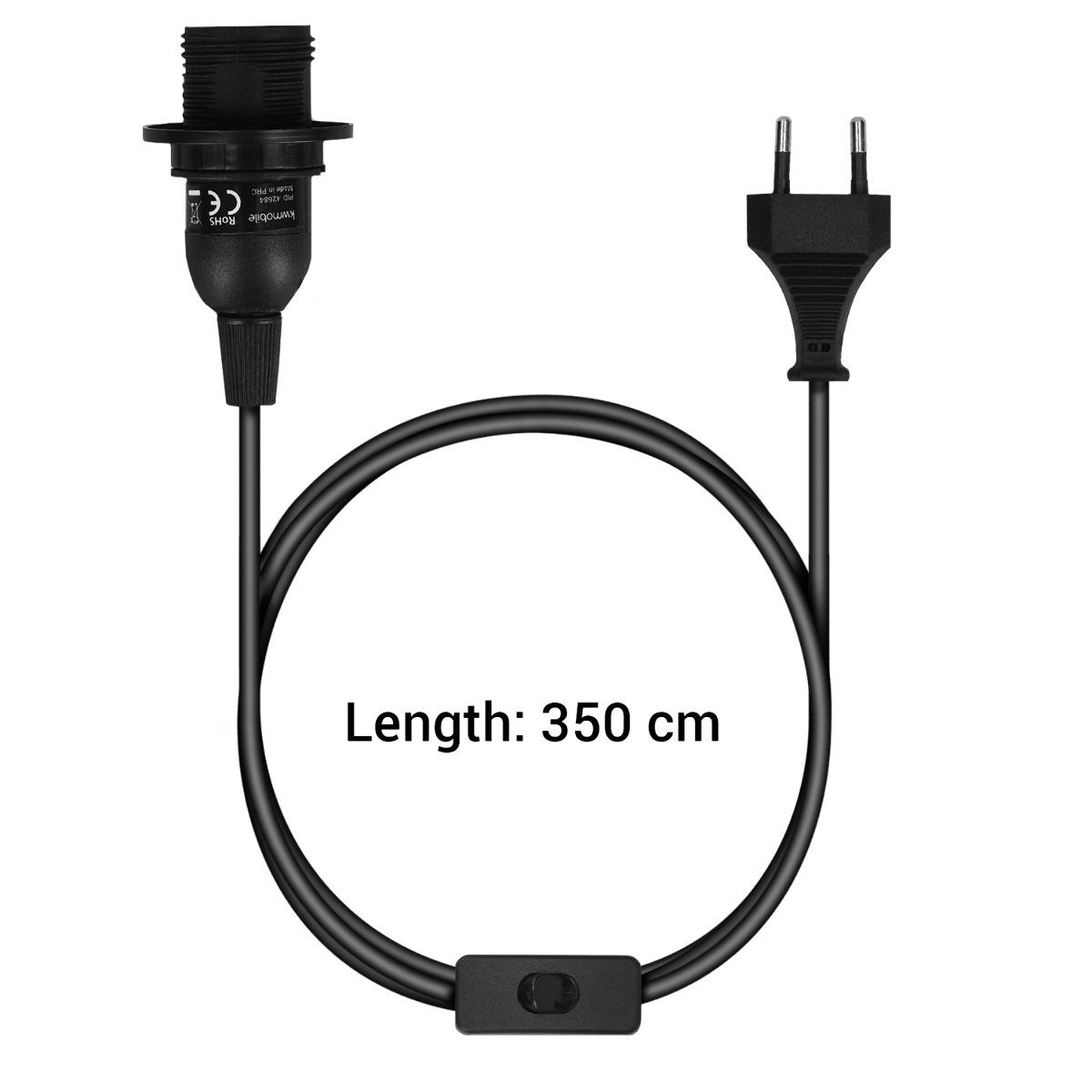 kwmobile Deckenleuchten E14 Lampenfassung mit Schalter - 3,5m Netzkabel Schraubring