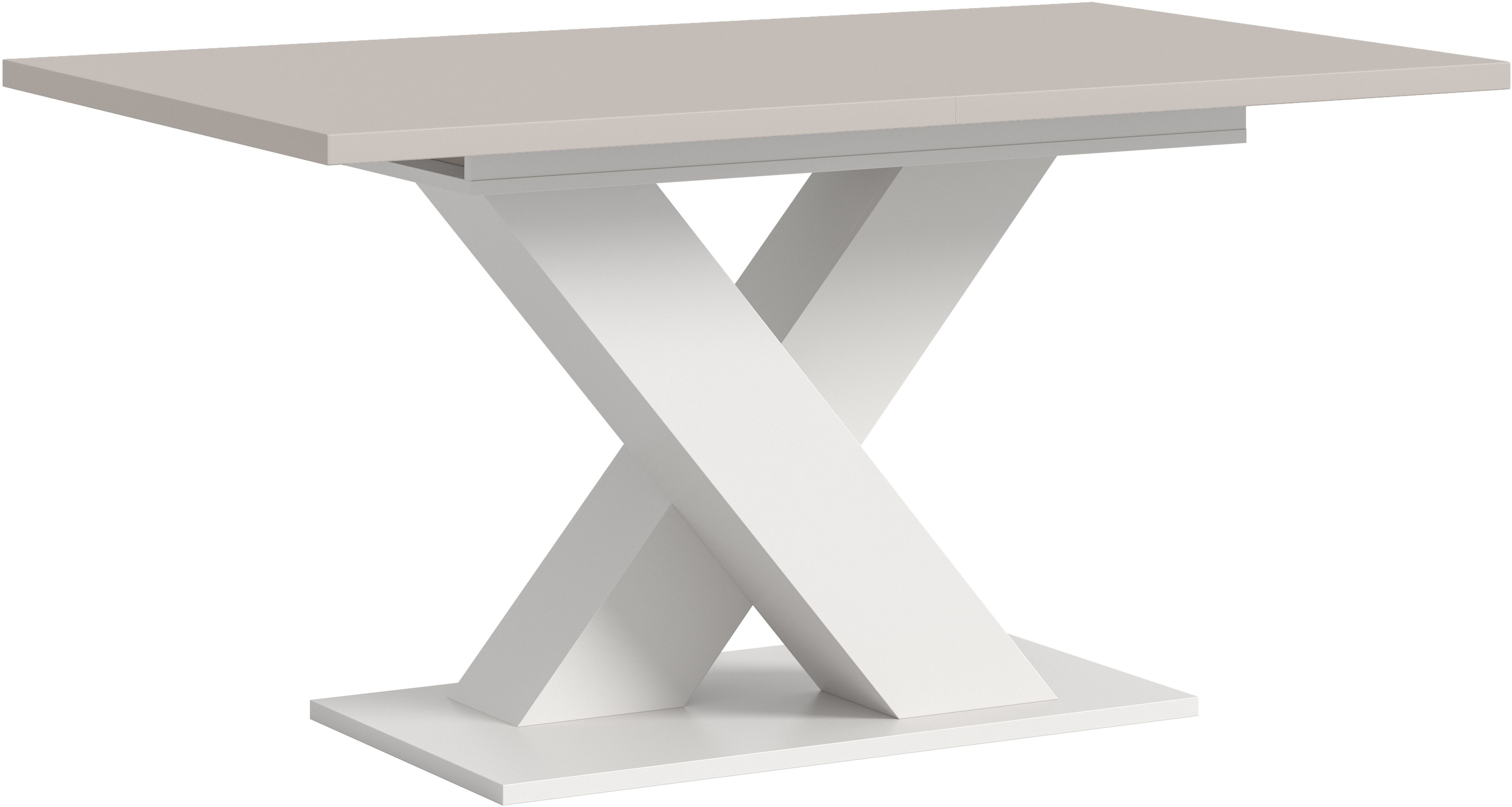 Home affaire Esstisch Motus, ausziehbar 150 -190 cm, inklusive 40 cm Einlegeplatte (Set, 1-St), X-Gestell mit Bodenplatte, Tisch, Küchentisch, Esszimmer, Küche