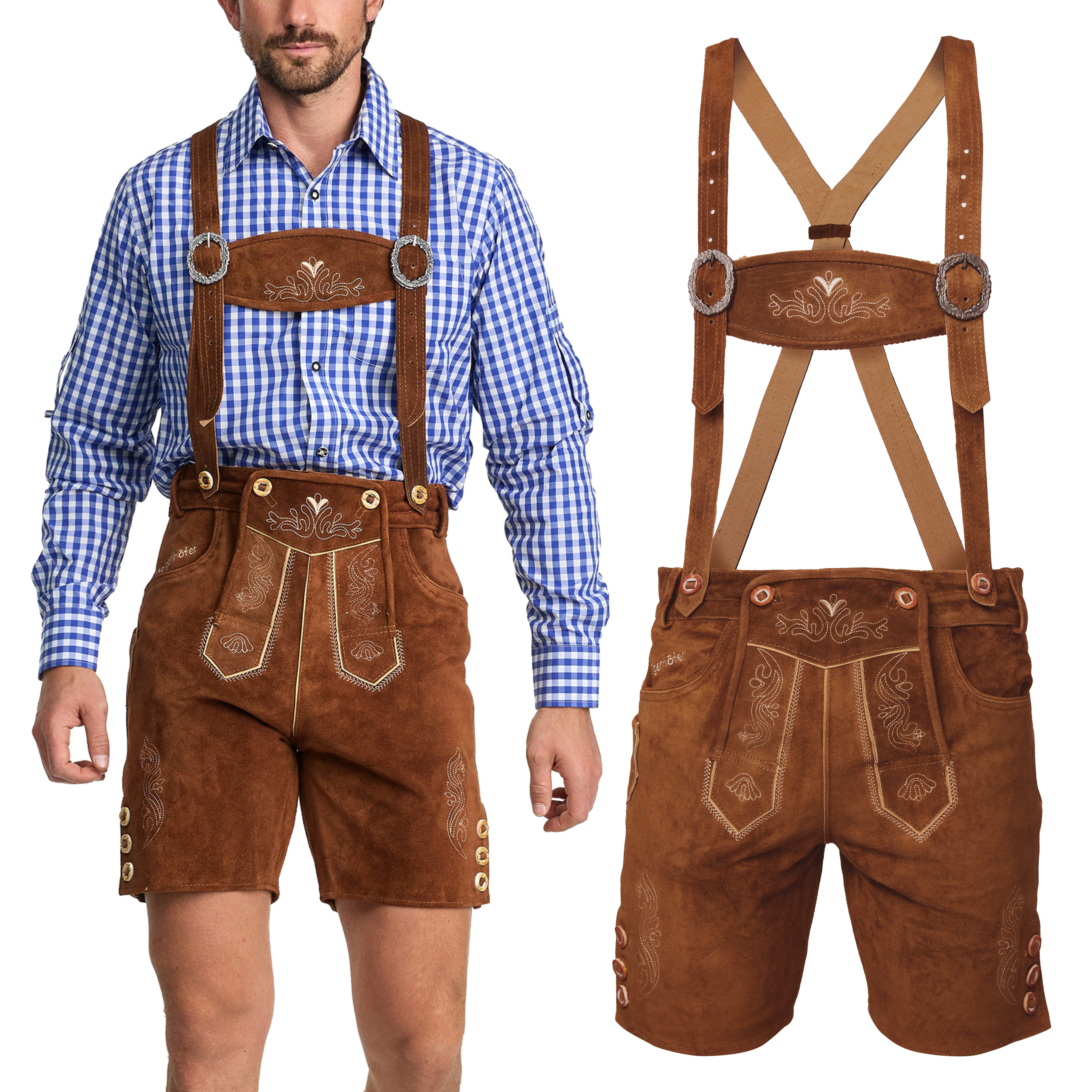 Steigenhöfer Manufaktur Trachtenlederhose Oktoberfest kurz mit Trägern